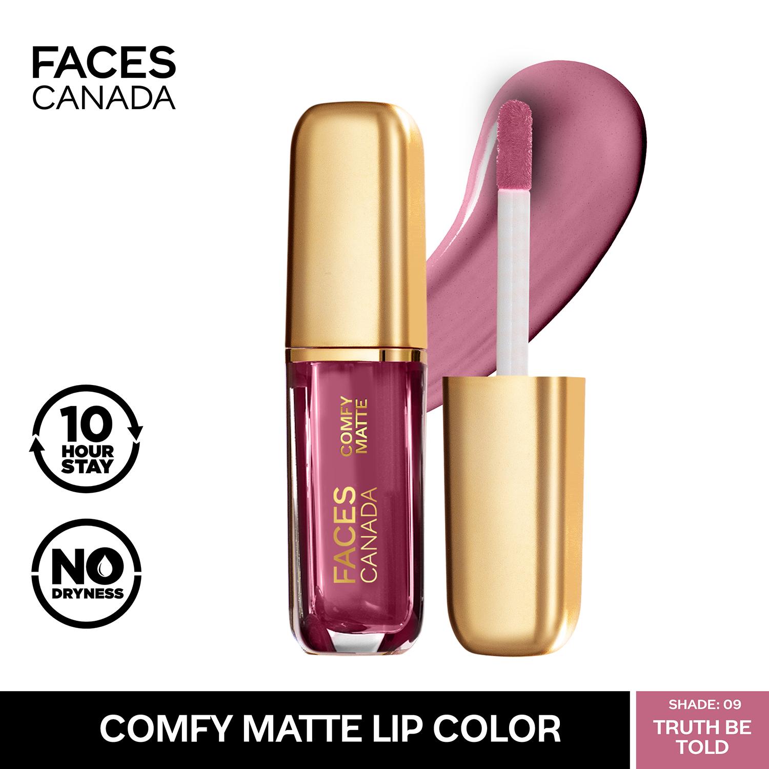 Faces Canada | Faces Canada Comfy Matte Liquid Lipstick - Truth Be Told 09, 10HR Stay, No Dryness (1.2 ml)