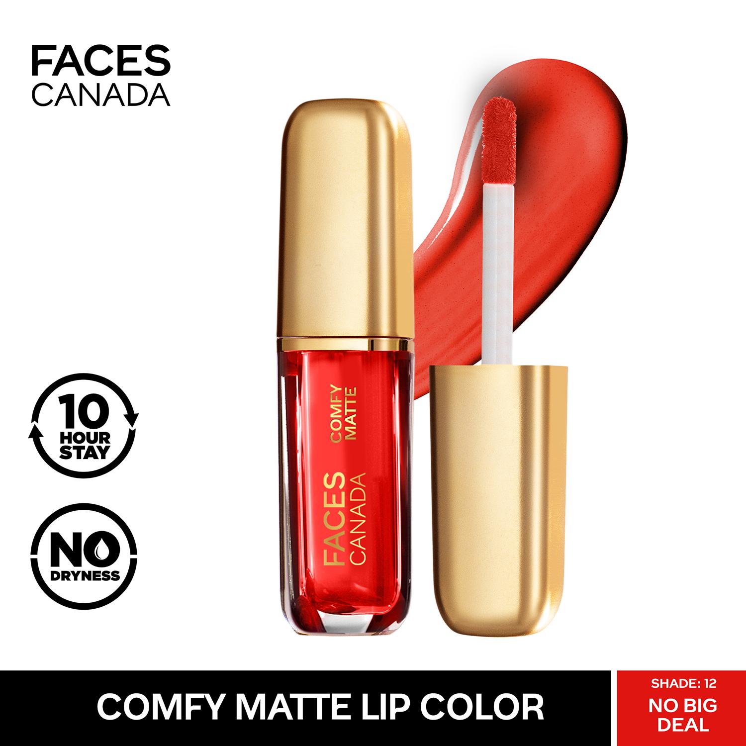 Faces Canada | Faces Canada Comfy Matte Liquid Lipstick - No Big Deal 12, 10HR Stay, No Dryness (1.2 ml)