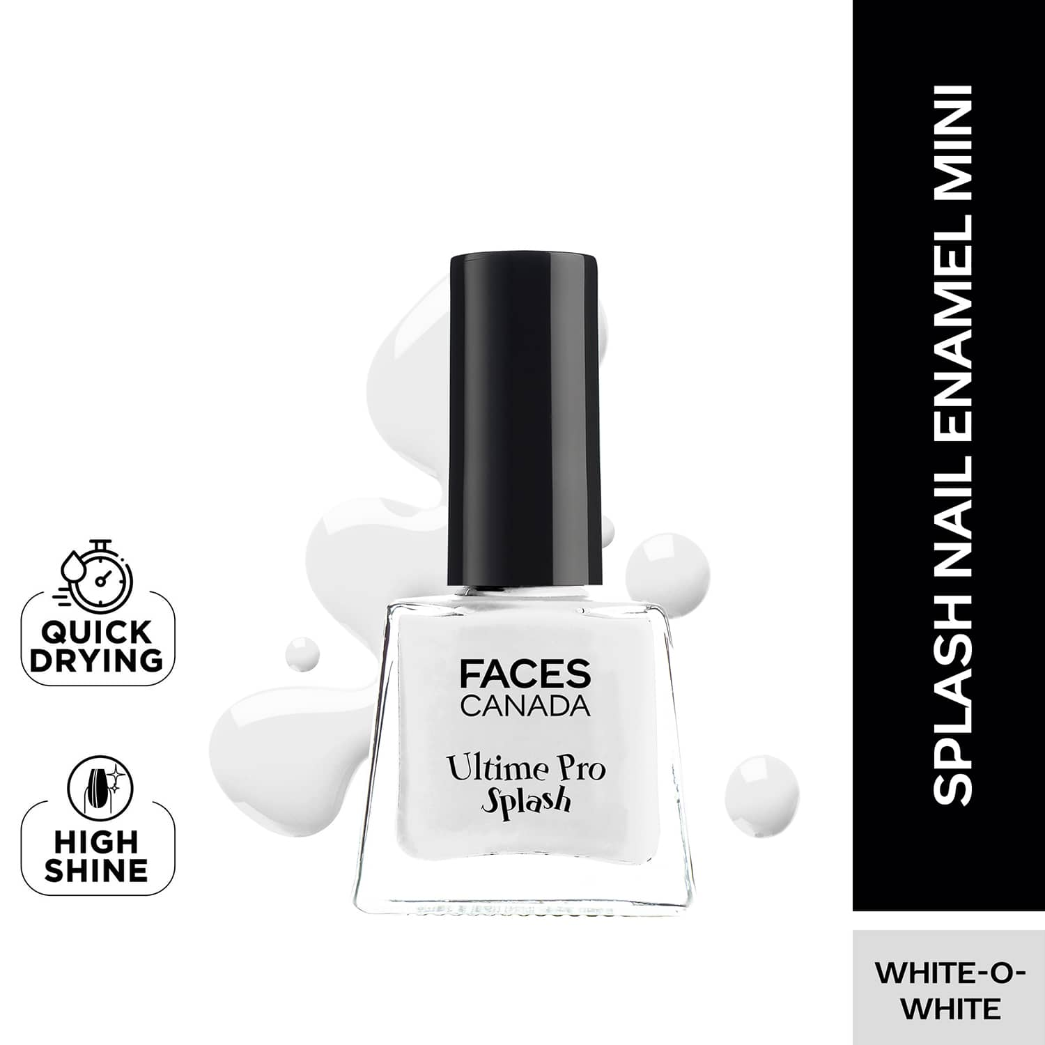 Faces Canada | Faces Canada Ultime Pro Splash Mini Nail Enamel - White O White 14 Glossy, Quick Drying (5 ml)