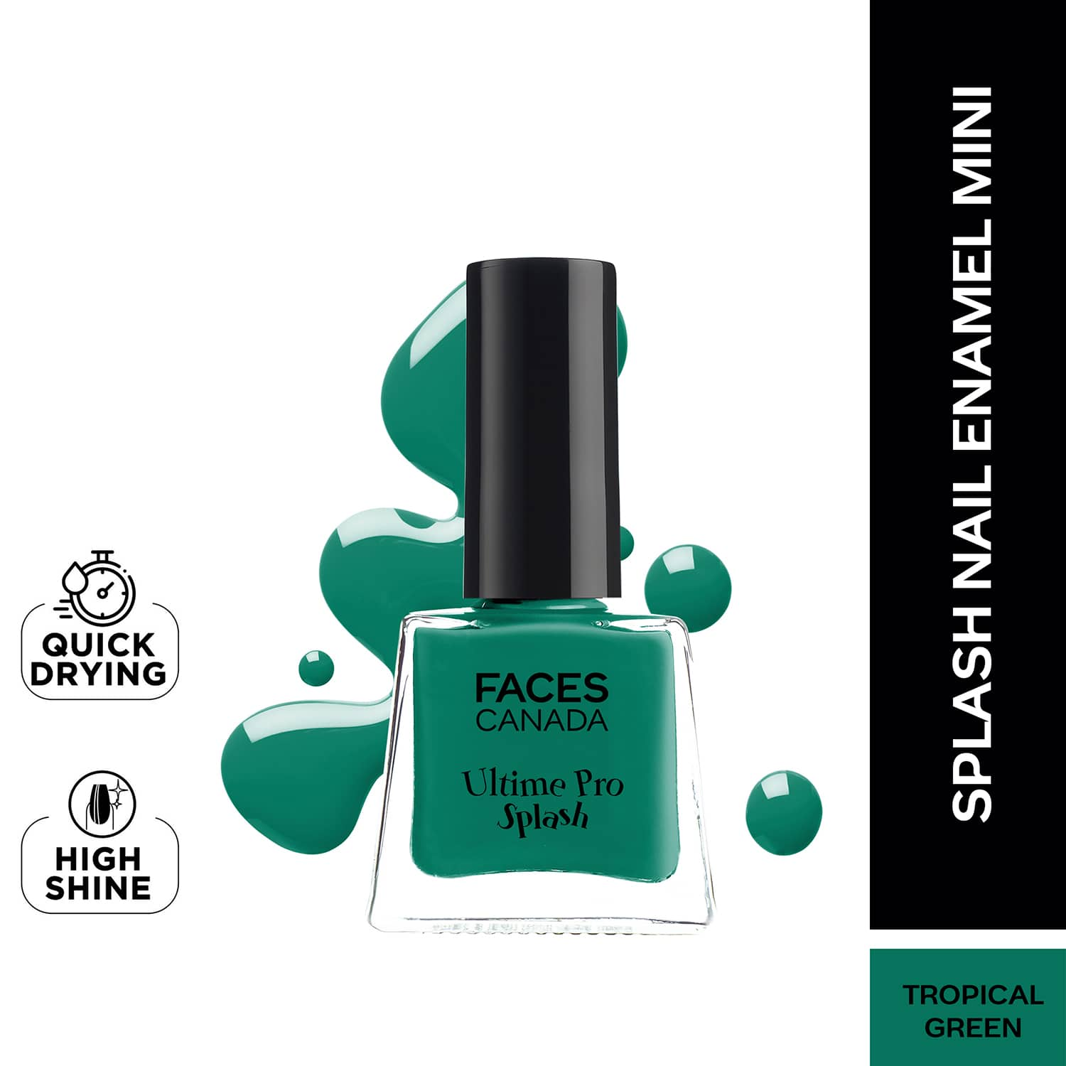 Faces Canada | Faces Canada Ultime Pro Splash Mini Nail Enamel - Tropical Green 59 Glossy, Quick Drying (5 ml)