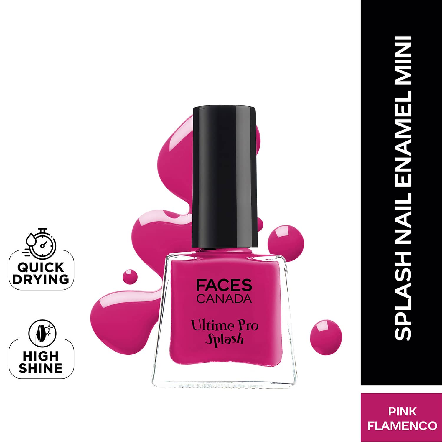 Faces Canada | Faces Canada Ultime Pro Splash Mini Nail Enamel - Pink Flemenco 21 Glossy, Quick Drying (5 ml)