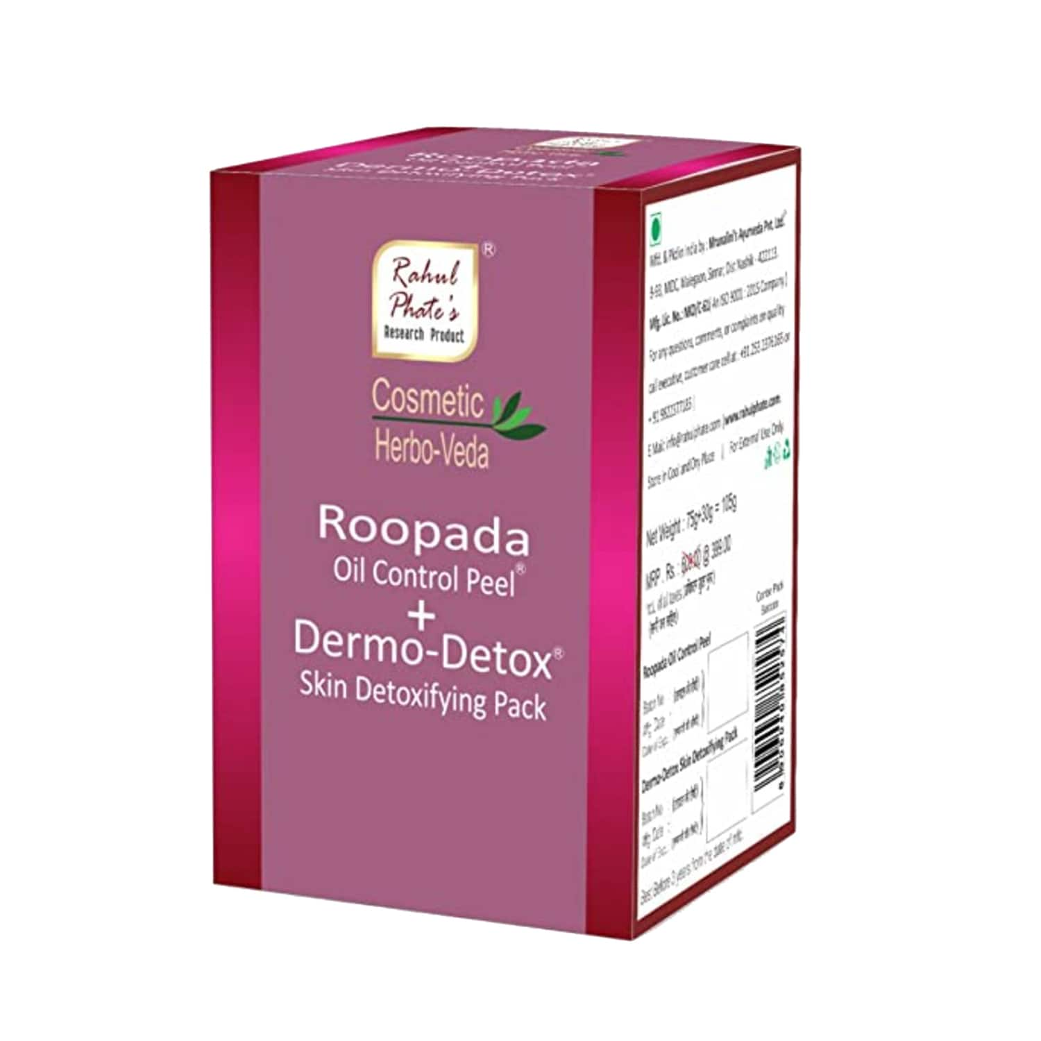 Rahul Phate's Research Product | Rahul Phate's Research Product Combo Of Roopda Oil Control Peel and Dermo-Detox Skin Detoxifying Face Pack (105g)