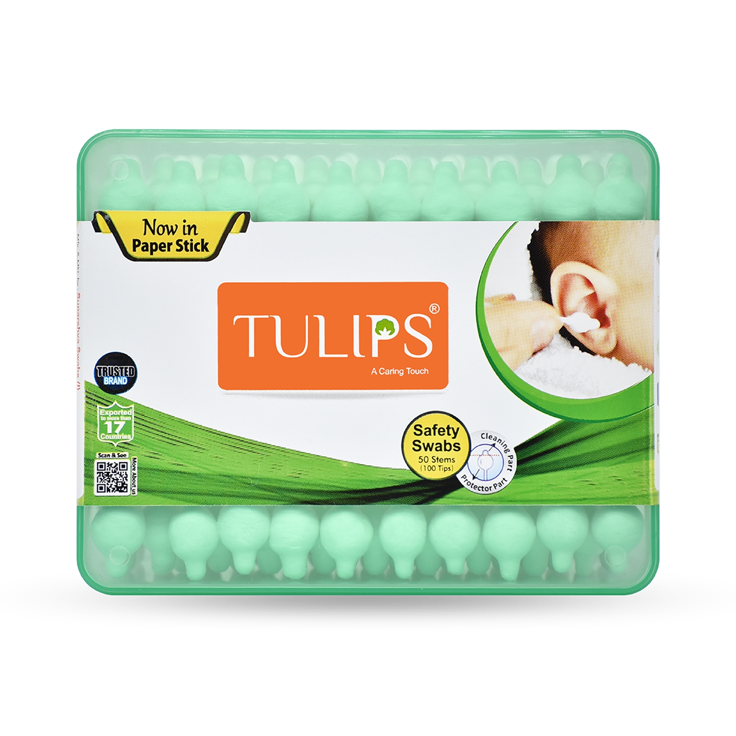 Tulips | Tulips Paper Stick Safety Cotton Buds With Flat Box (50Pcs)