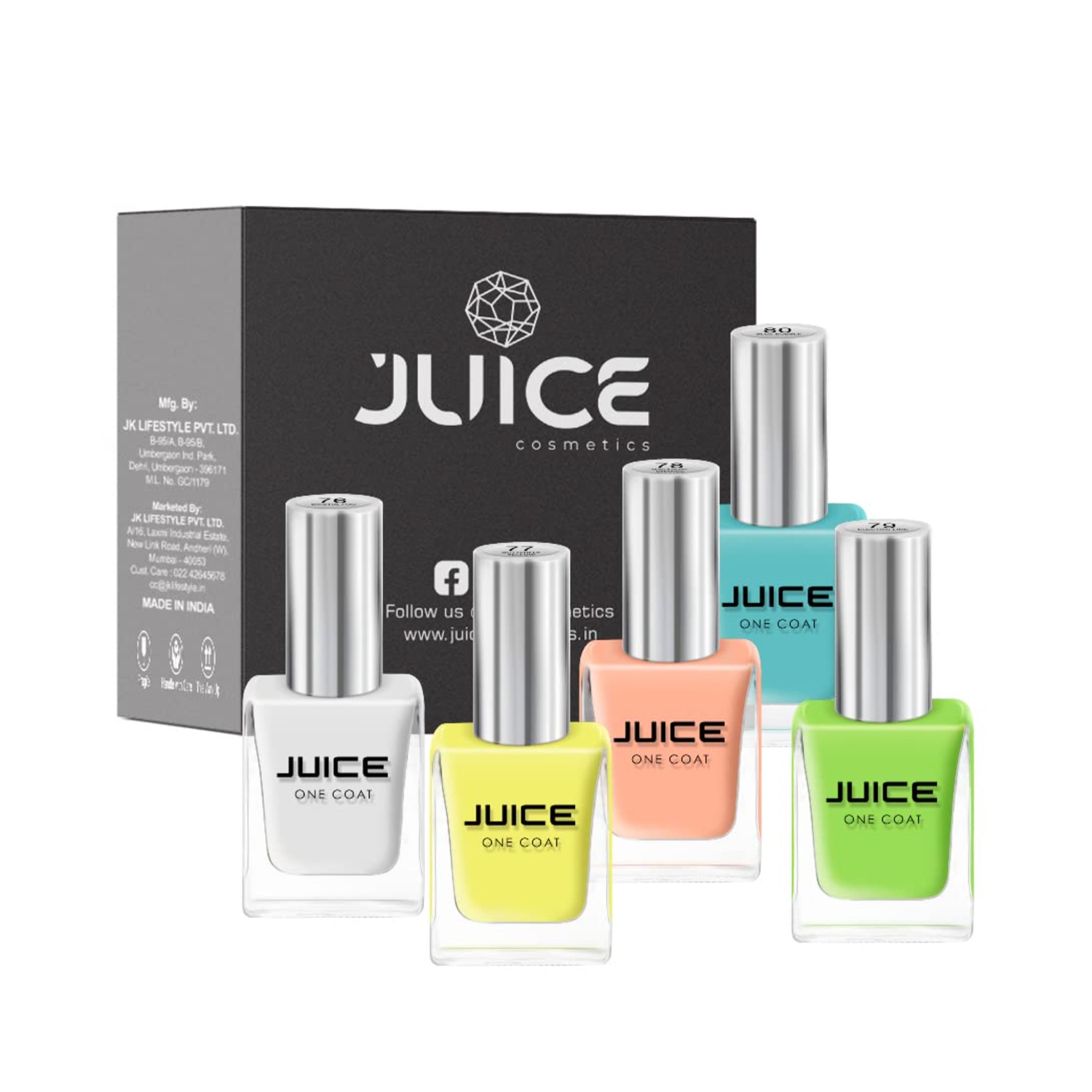 Juice Nail Paint Combo Periwinkle Blue, Dusty Coral, Thunder Sky, Icy Pink,  Teddy Brown - Price History