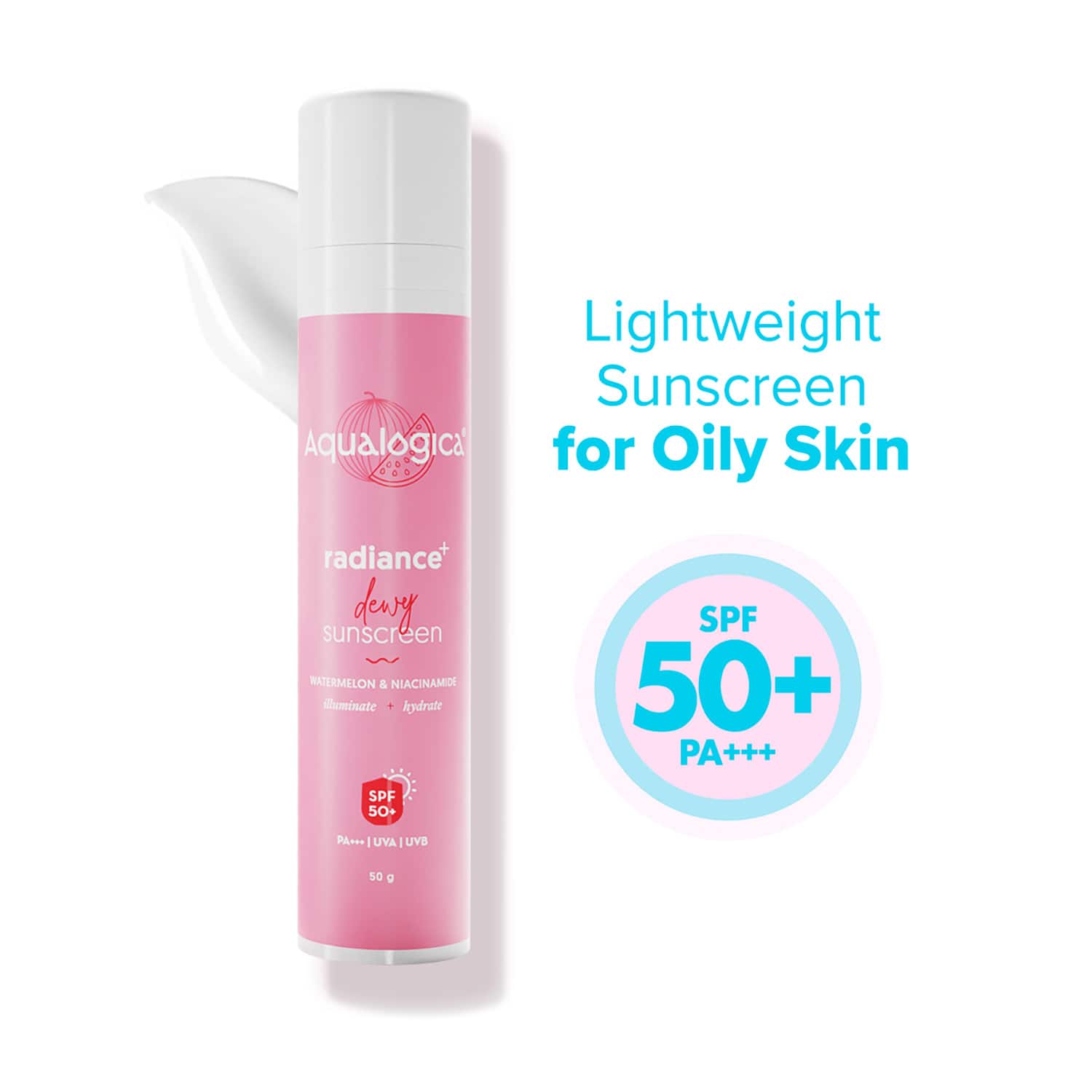 Aqualogica | Aqualogica Radiance+ Dewy Lightweight Sunscreen Gel SPF 50+ PA+++ for Oily & Acne-Prone Skin (50 g)