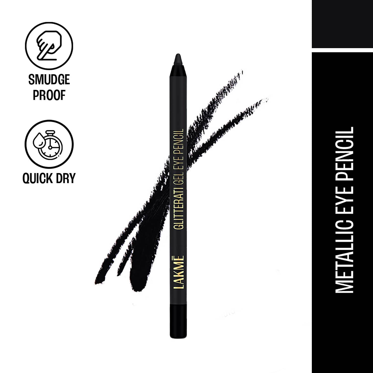 Lakme | Lakme Glitterati Gel Eye Pencil - Mysterious Black (1.2 g)