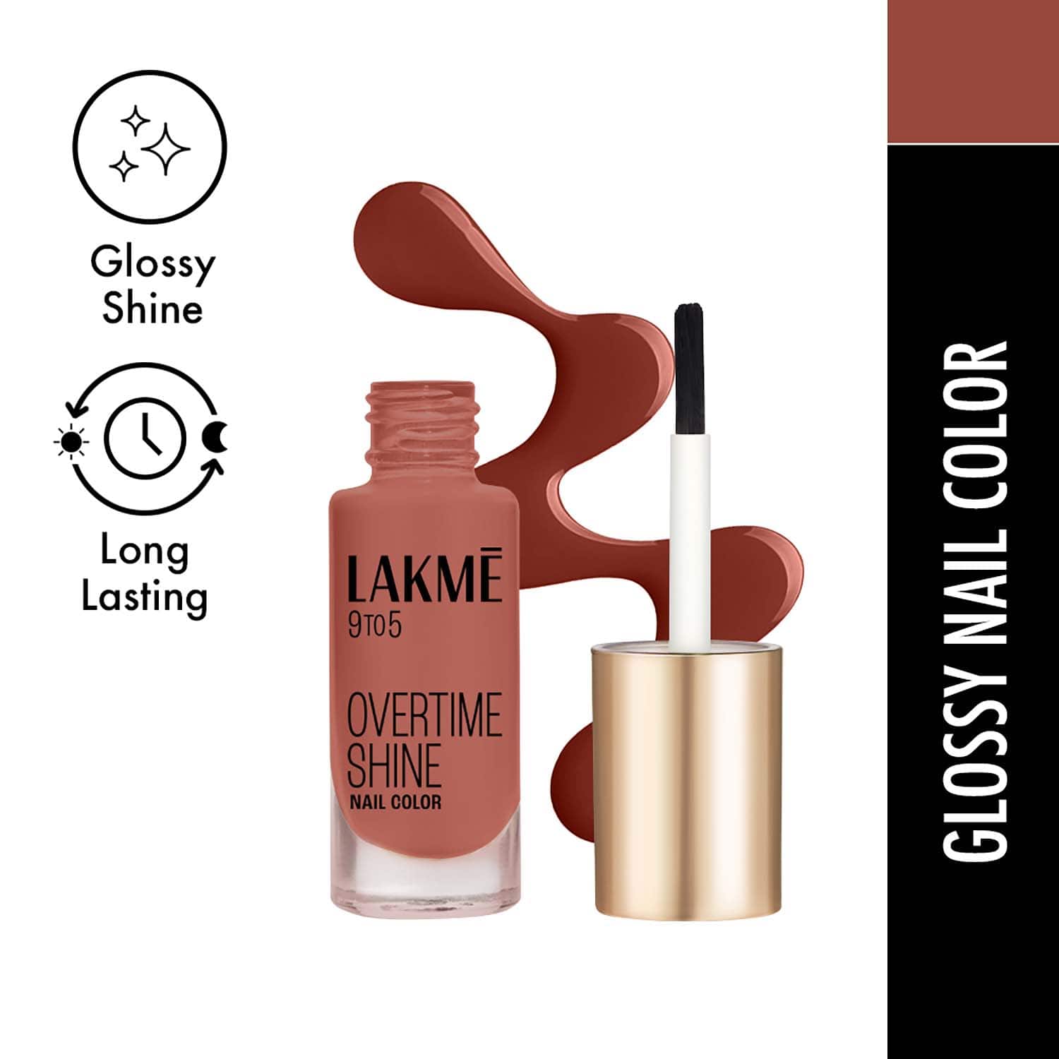 Lakme | Lakme 9 to 5 Primer + Gloss Nail Colour - Brown Latte (6 ml)