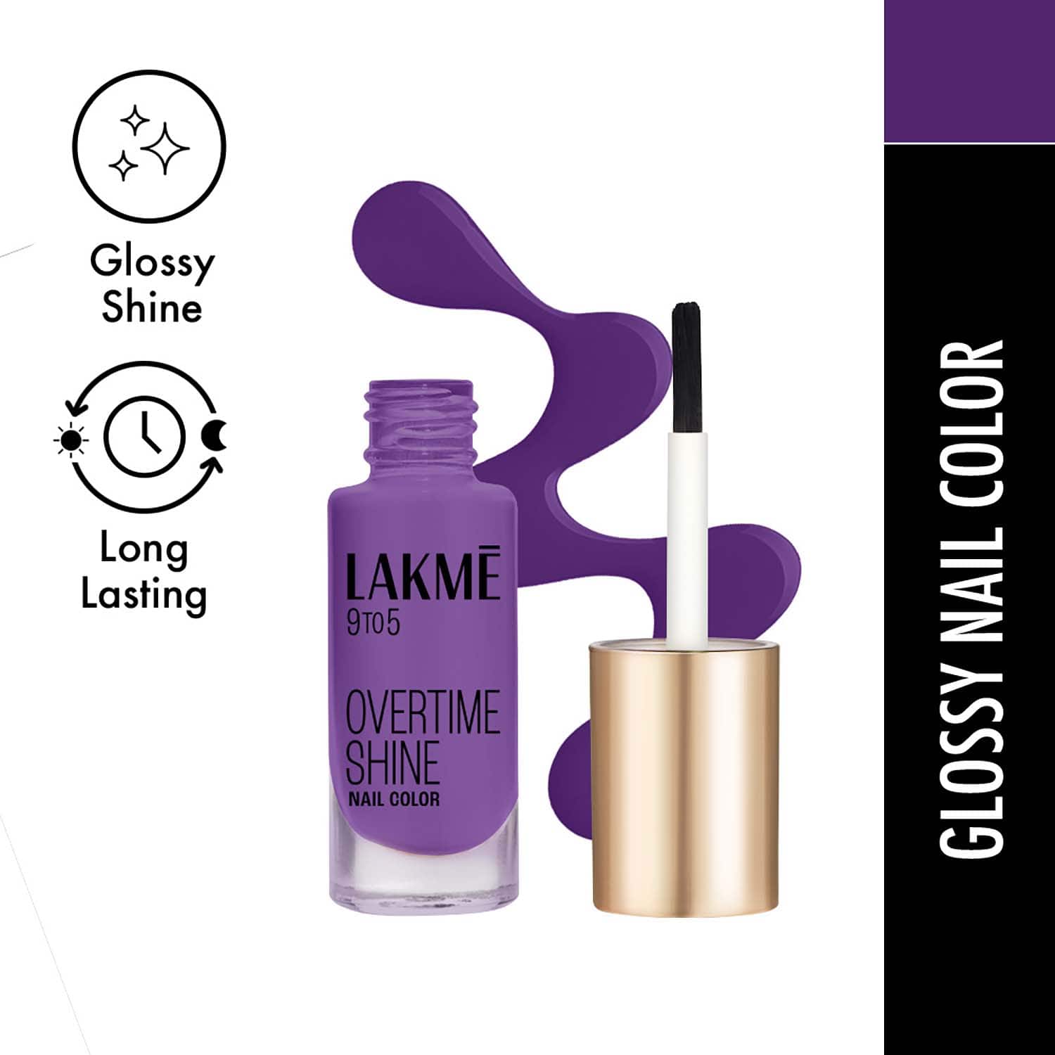 Lakme | Lakme 9 to 5 Primer + Gloss Nail Colour - Purple Magic (6 ml)