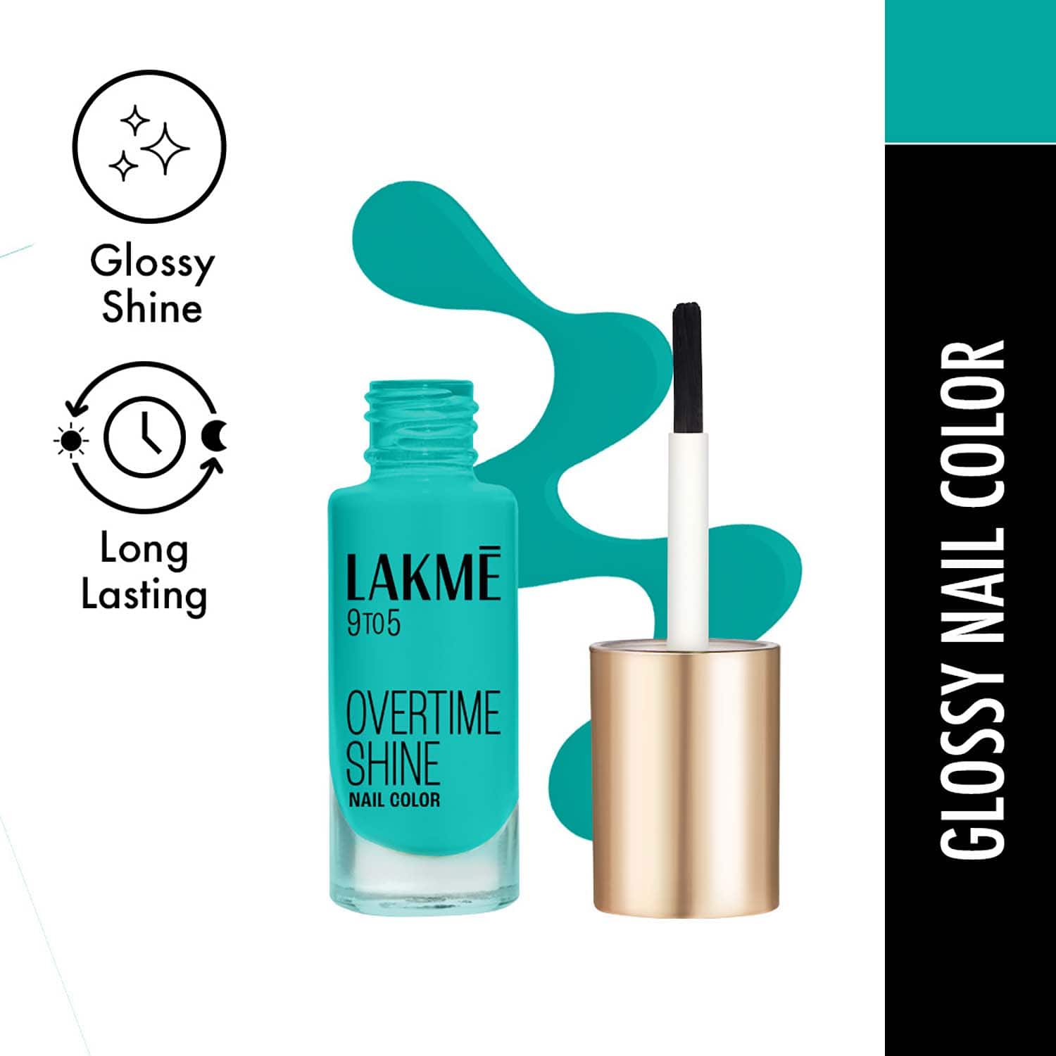 Lakme | Lakme 9 to 5 Primer + Gloss Nail Colour - Turquoise Wave (6 ml)
