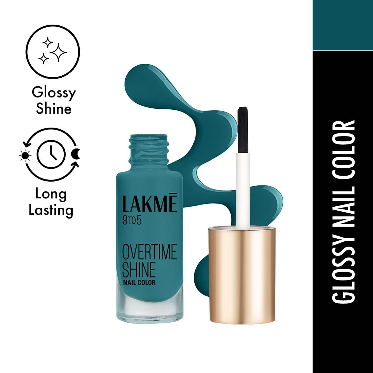 Lakme | Lakme 9 to 5 Primer + Gloss Nail Colour - Emerald Power (6 ml)