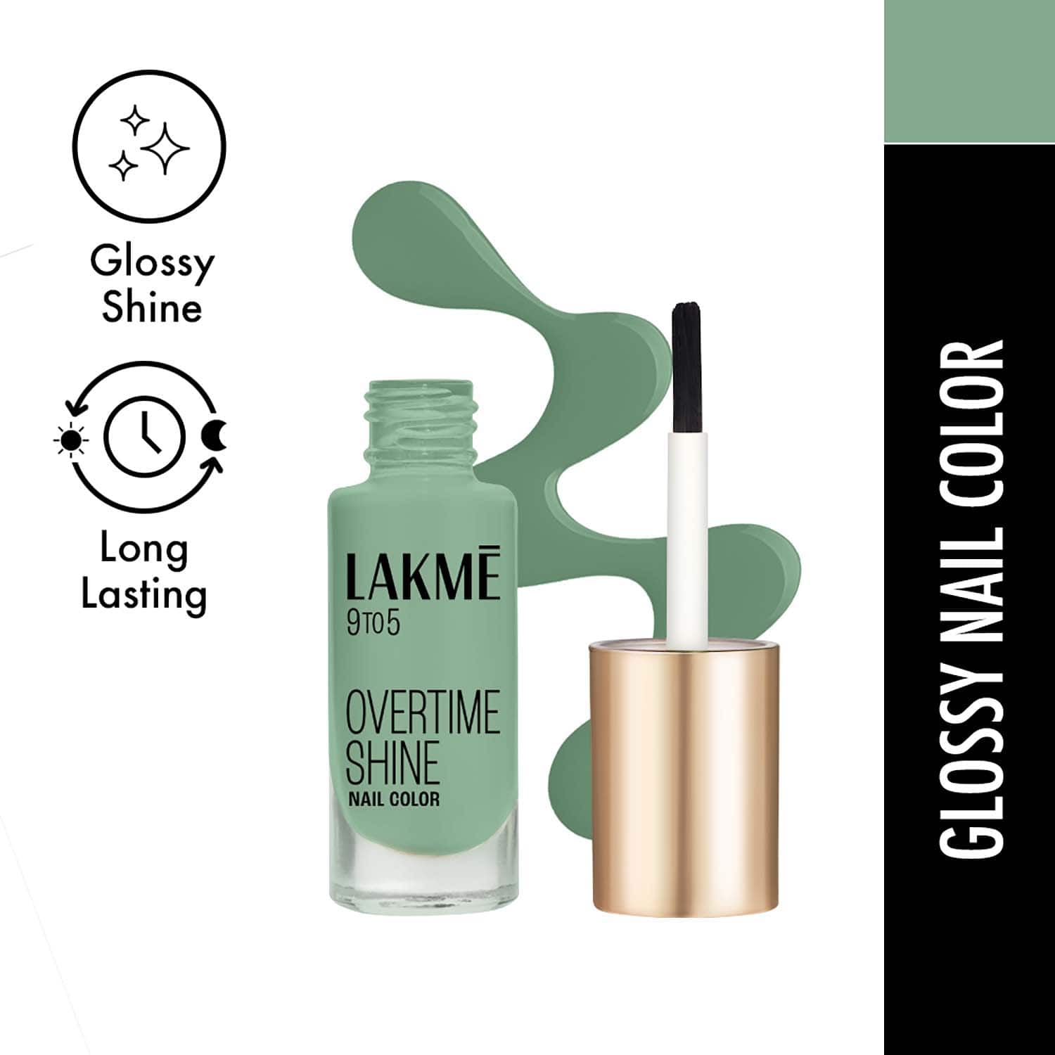 Lakme | Lakme 9 to 5 Primer + Gloss Nail Colour - Green Pistachio (6 ml)