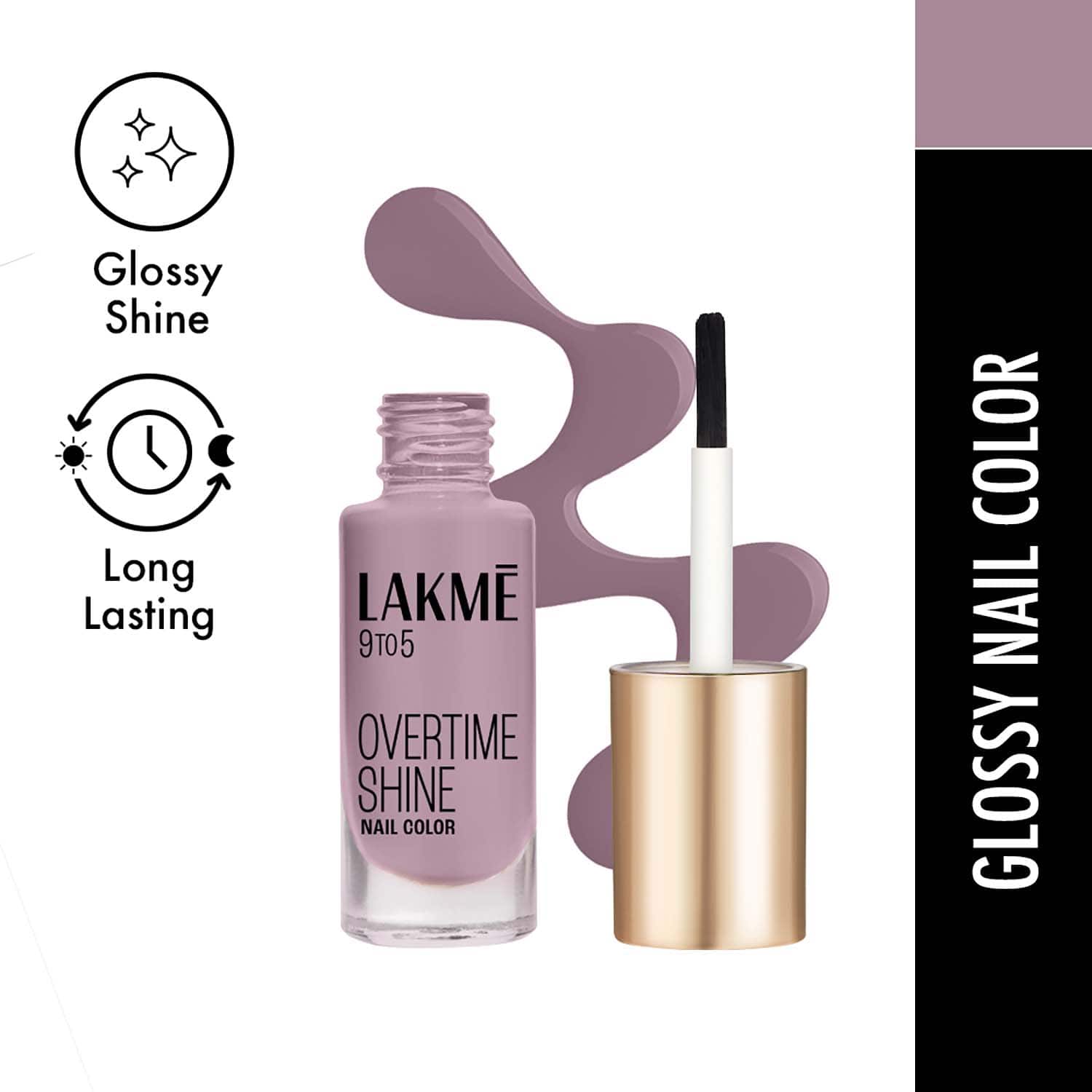 Lakme | Lakme 9 to 5 Primer + Gloss Nail Colour - Grey Cloud (6 ml)