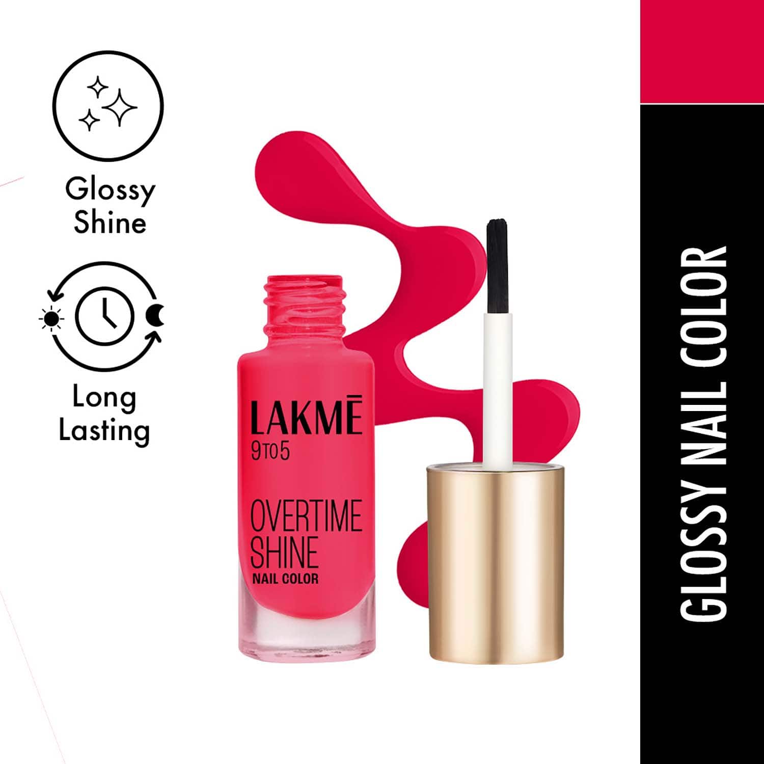 Lakme | Lakme 9 to 5 Primer + Gloss Nail Colour - Red Carnival (6 ml)