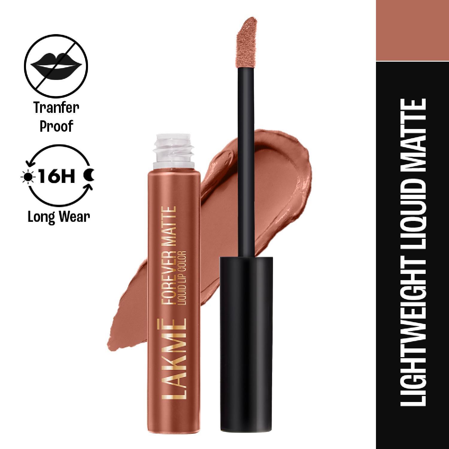Lakme | Lakme Forever Matte Liquid Lip, 16hr Lipstick, Nude Latte (5.6 ml)