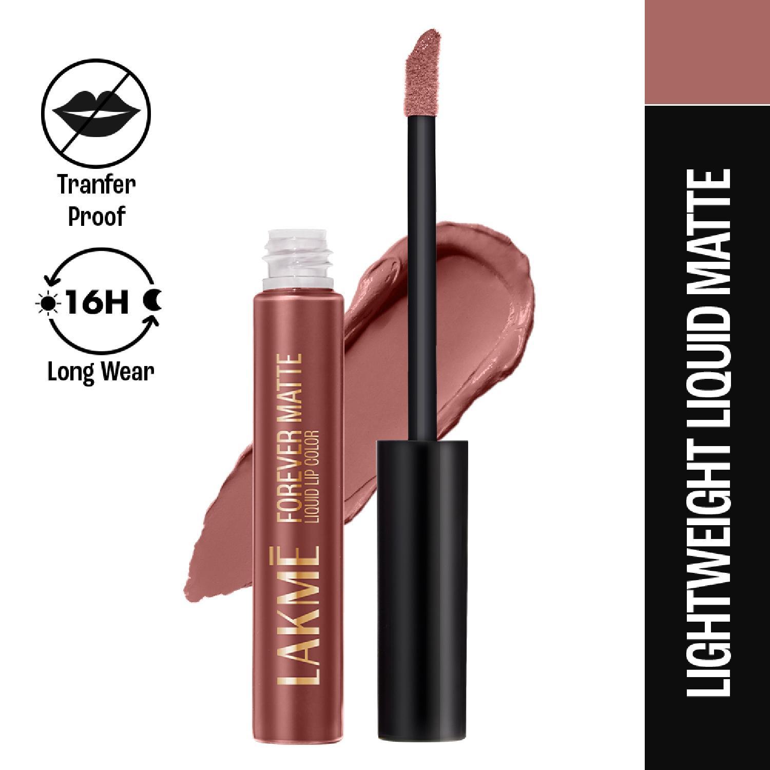 Lakme | Lakme Forever Matte Liquid Lip, 16hr Lipstick, Nude Hue (5.6 ml)