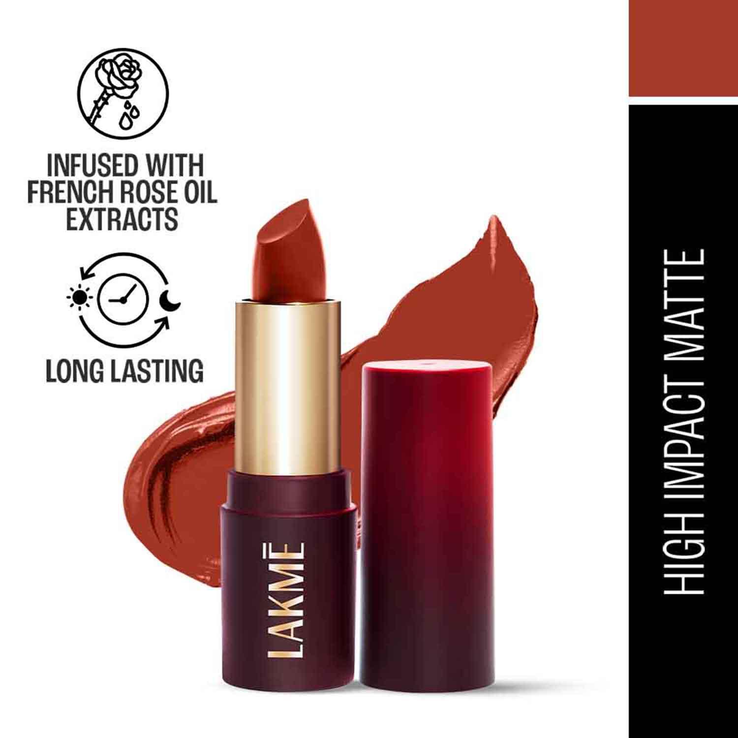 Lakme | Lakme Forever Matte Lipstick Made With French Rose Oil Extracts Pink Candy (4.5 g)