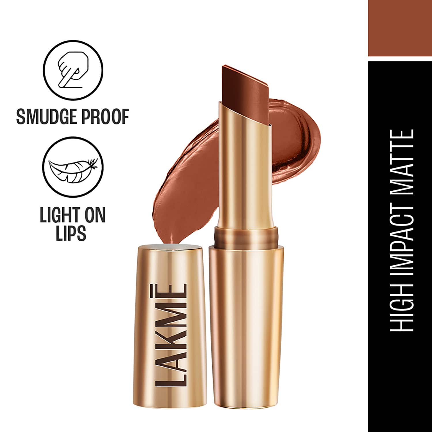 Lakme | Lakme 9to5 Powerplay Priming Matte Lipstick Lasts 16hrs - Rustic Brown (3.6 g)