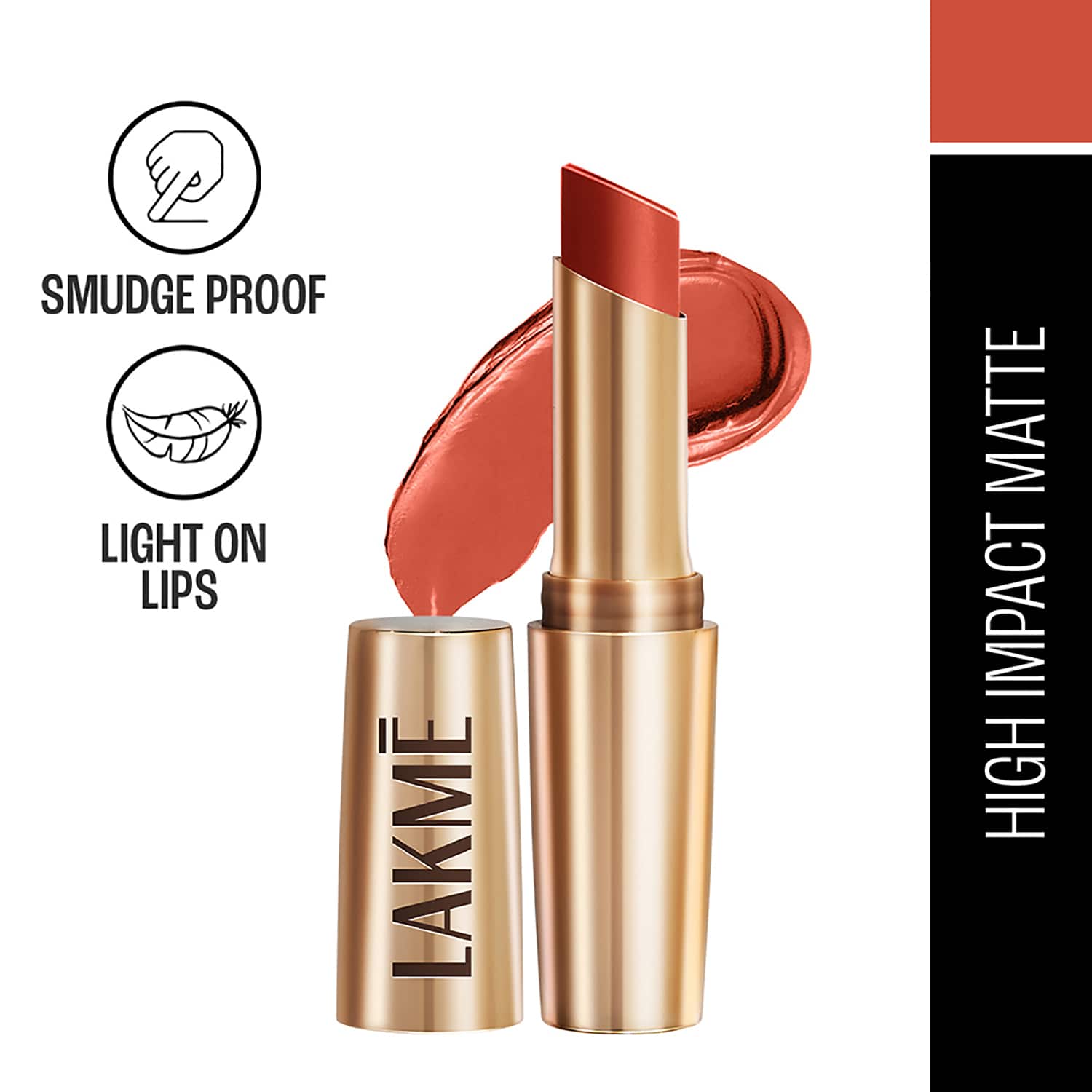 Lakme | Lakme 9to5 Powerplay Priming Matte Lipstick Lasts 16hrs - Brick Blush (3.6 g)