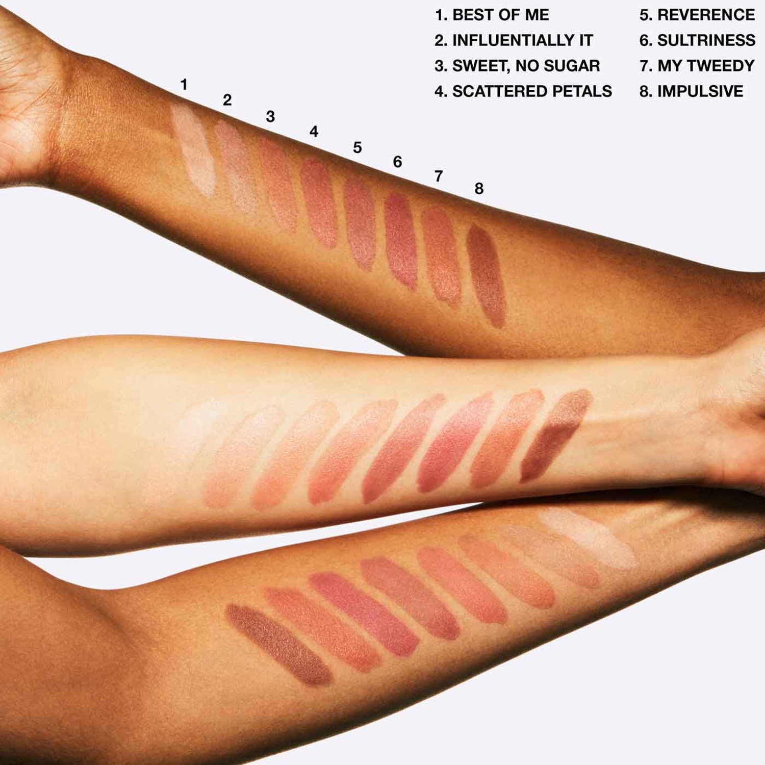 4 Shades of Mac Powder Kiss Lipstick Swatches
