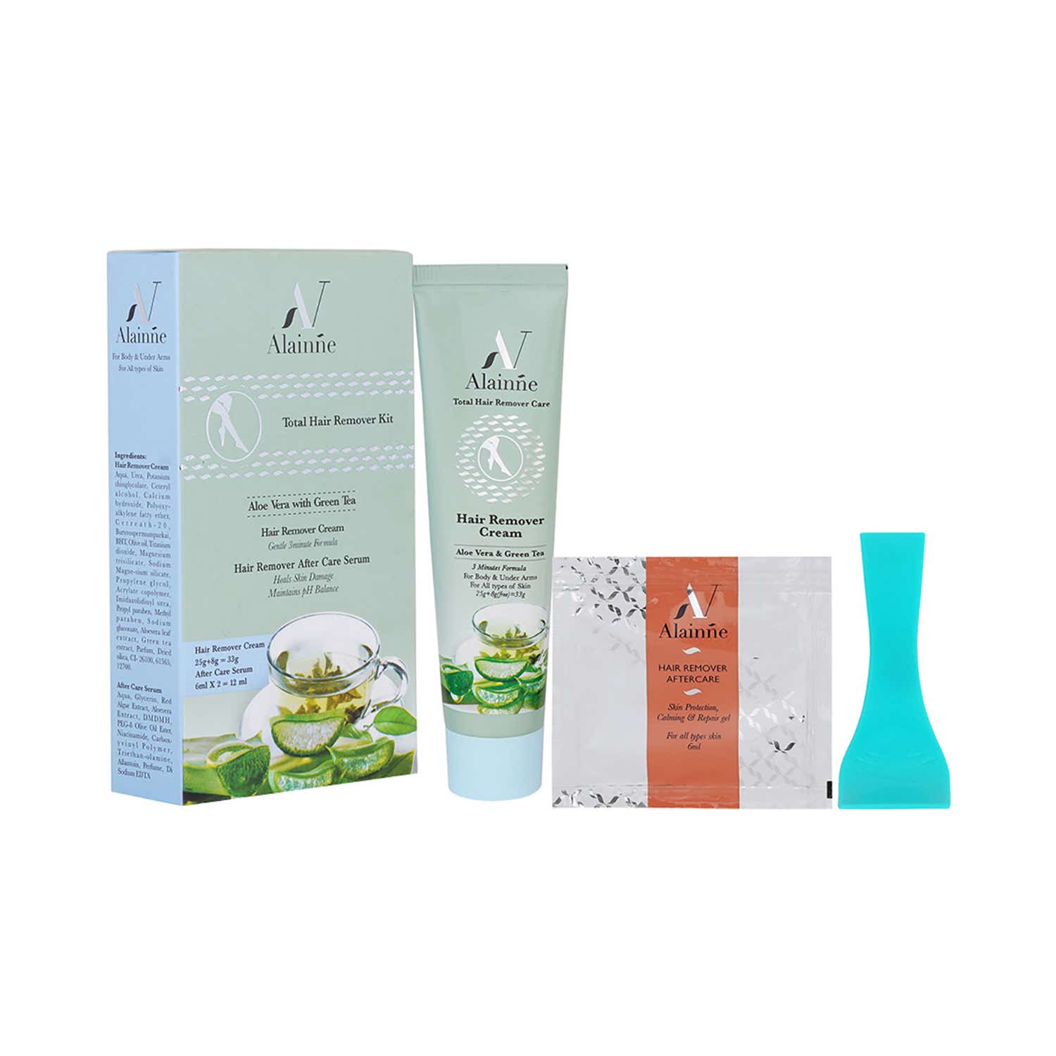 Buy Alainne Aloe Vera With Green Tea Hair Remover Kit (2Pcs) Online