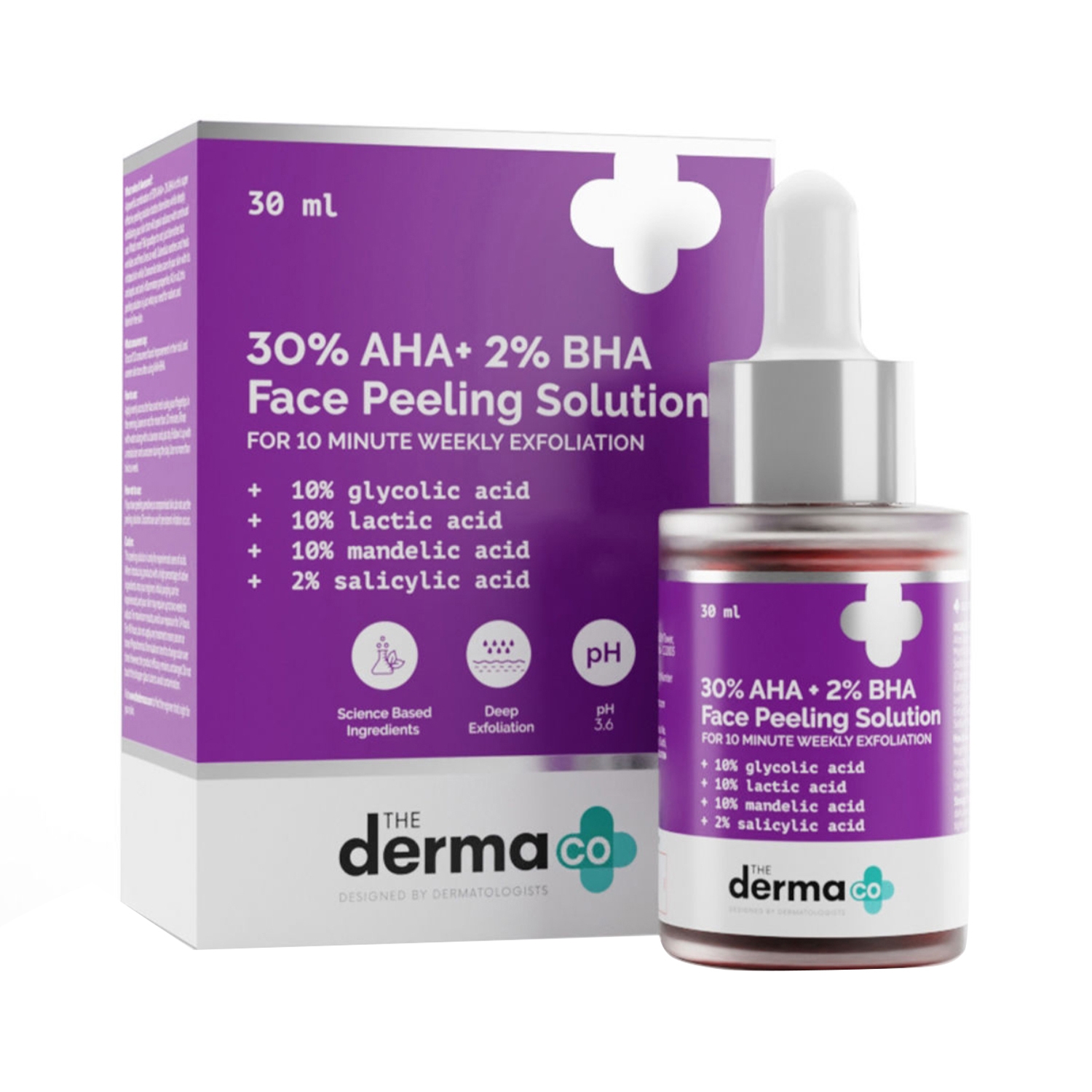 The Derma Co | The Derma Co 30% Aha + 2% Bha Face Peeling Solution (30ml)