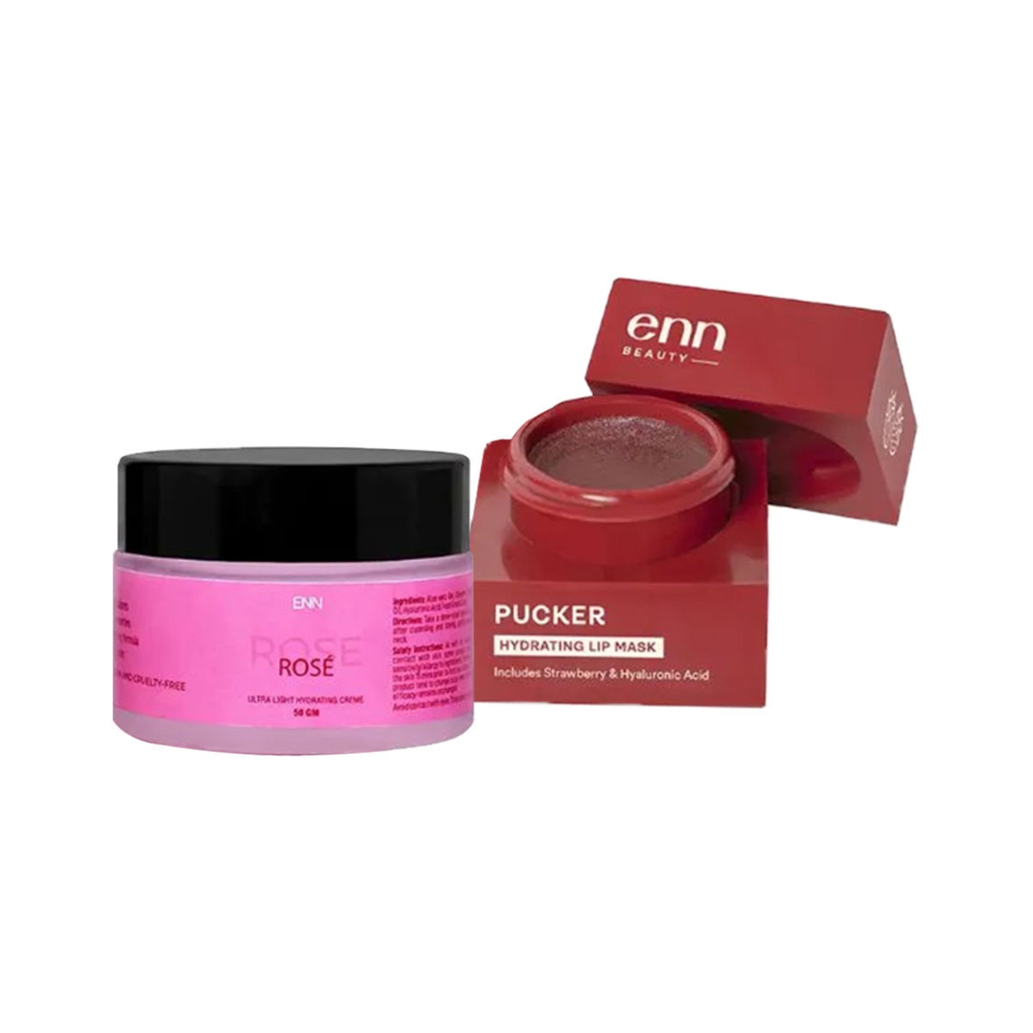 ENN | ENN Pucker Lip Balm Mini & Rose Ultra Light Hydrating Creme Combo Kit (57g)