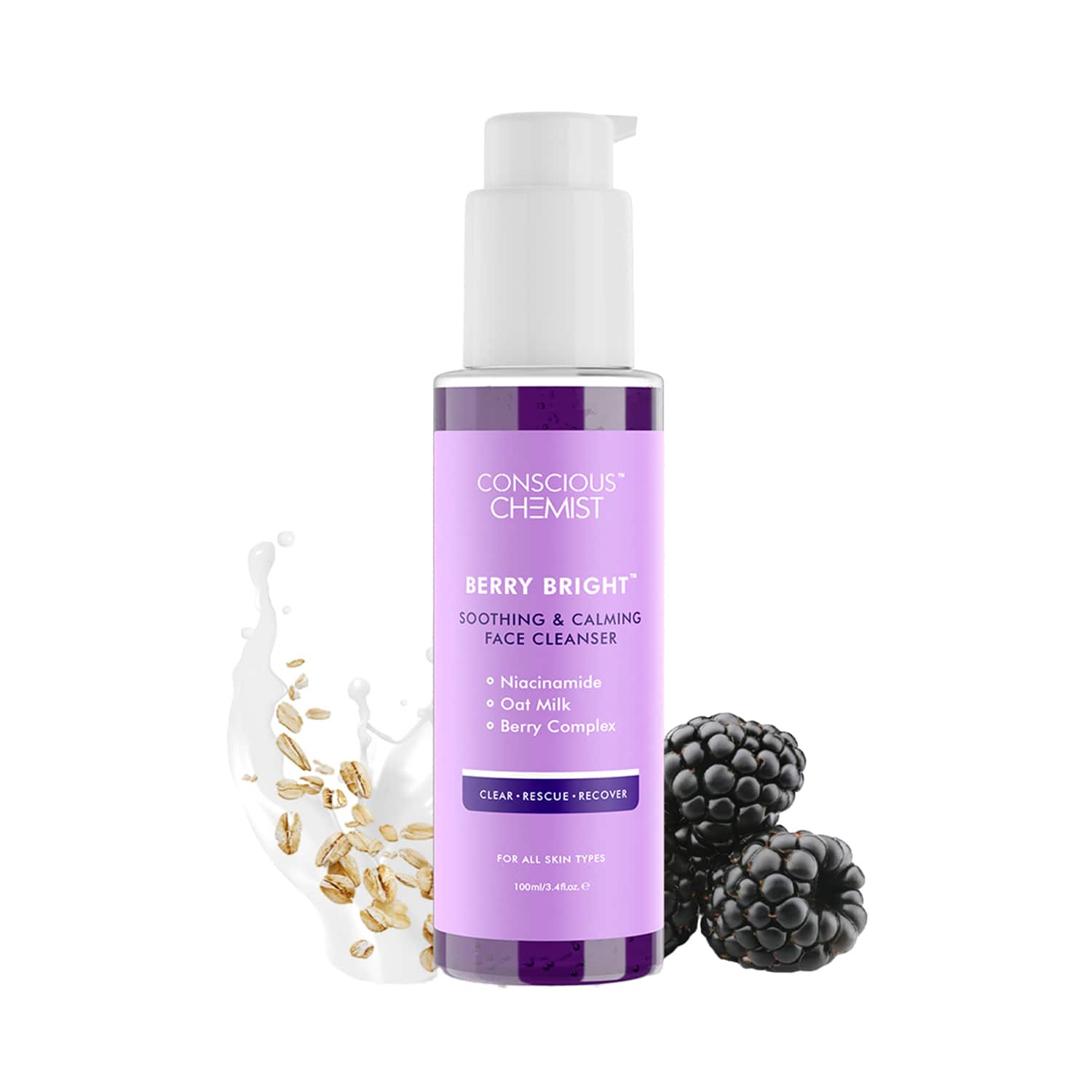 Conscious Chemist | Conscious Chemist Pore Refining Brightening Cleanser with BlueBerry Extracts, All Skin Type (100ml)