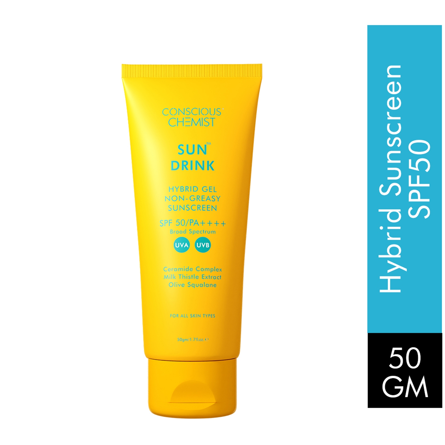 Conscious Chemist Hybrid Lightweight Gel Sunscreen SPF50 PA++++  UVA/UVB Protection- (50g)