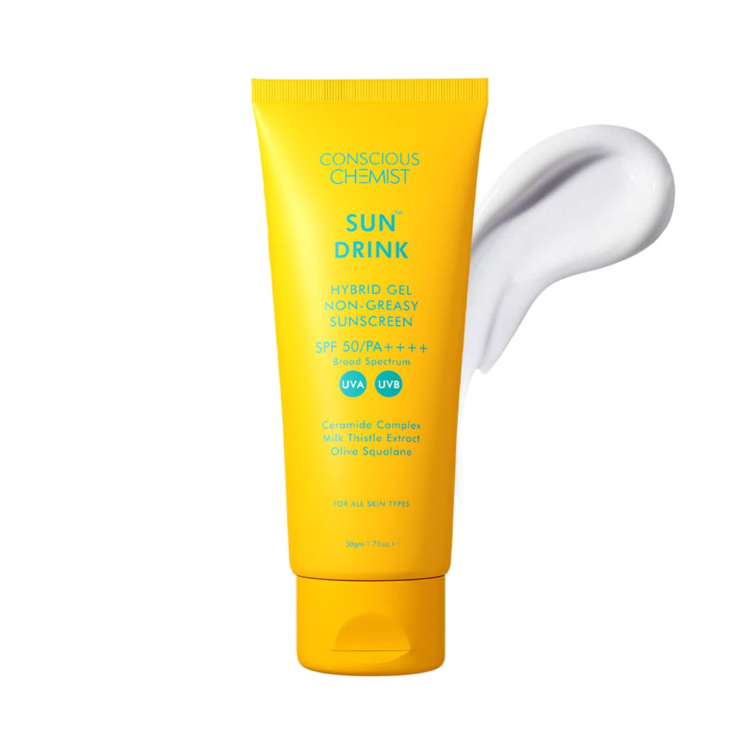 Conscious Chemist | Conscious Chemist Hybrid Sunscreen SPF 50 PA++++, For Dry Ski with Ceramide (50gm)