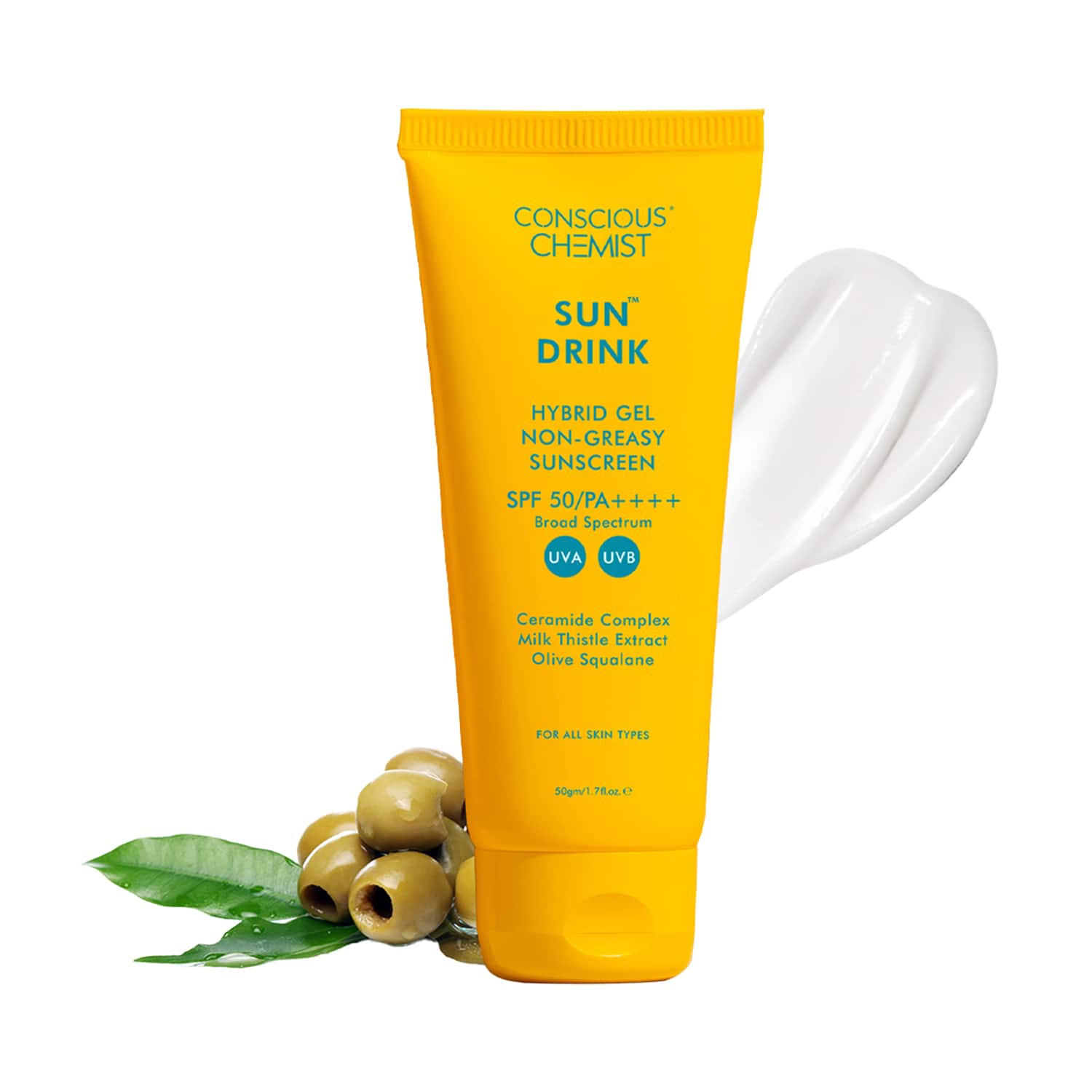 Conscious Chemist | Conscious Chemist Hybrid Sunscreen SPF 50 PA++++, For Dry Ski with Ceramide (50gm)
