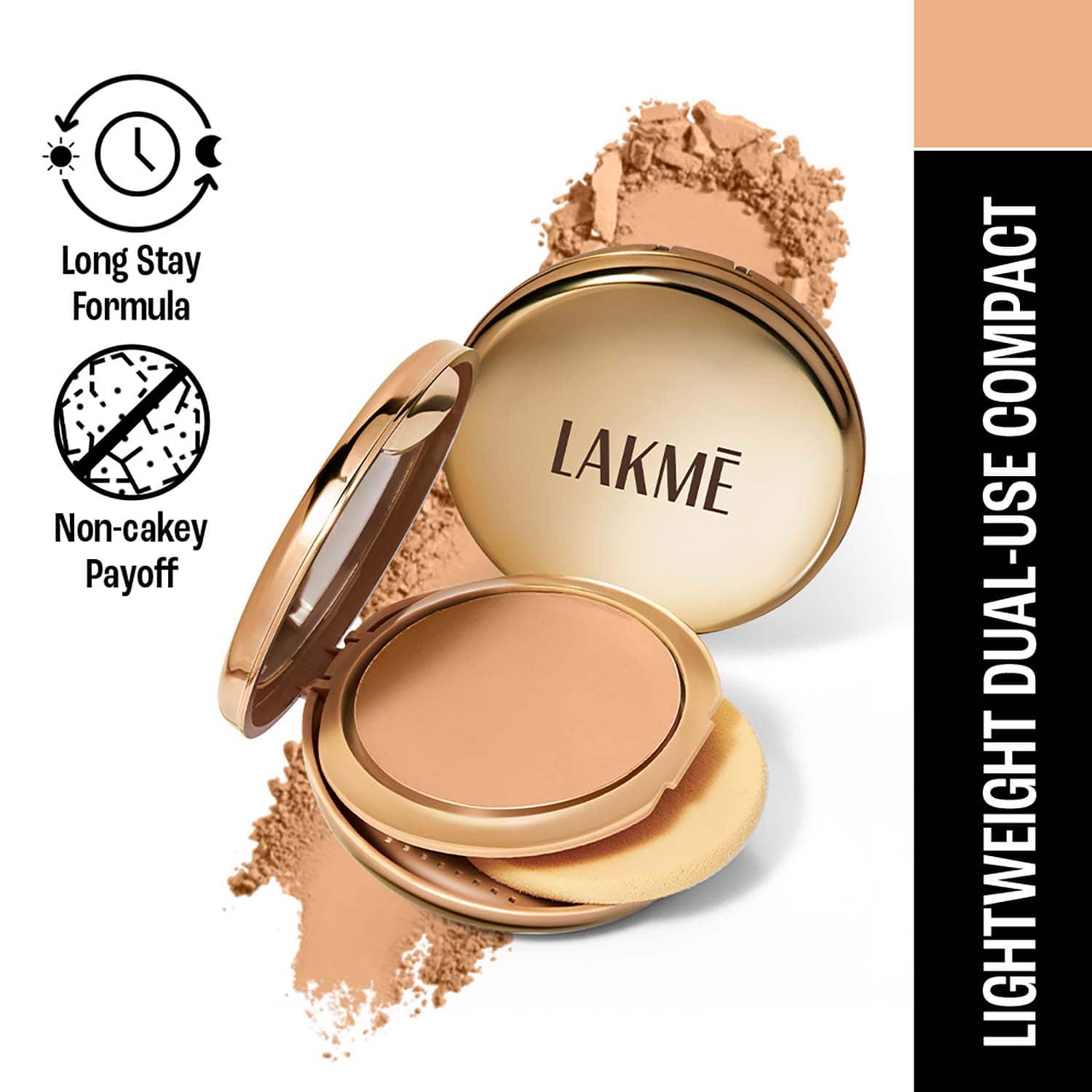 Lakme | Lakme 9to5 Unreal Dual Cover Pressed Powder 2 In 1 Compact + Foundation - 24 Beige (9 g)
