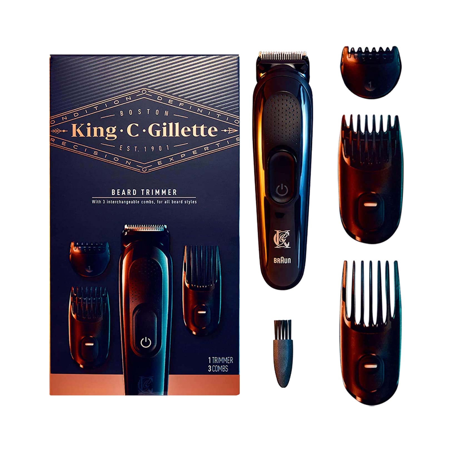 Gillette | Gillette Cordless Men's Beard Trimmer Kit with Lifetime Sharp Blades and 3 Interchangeable Combs
