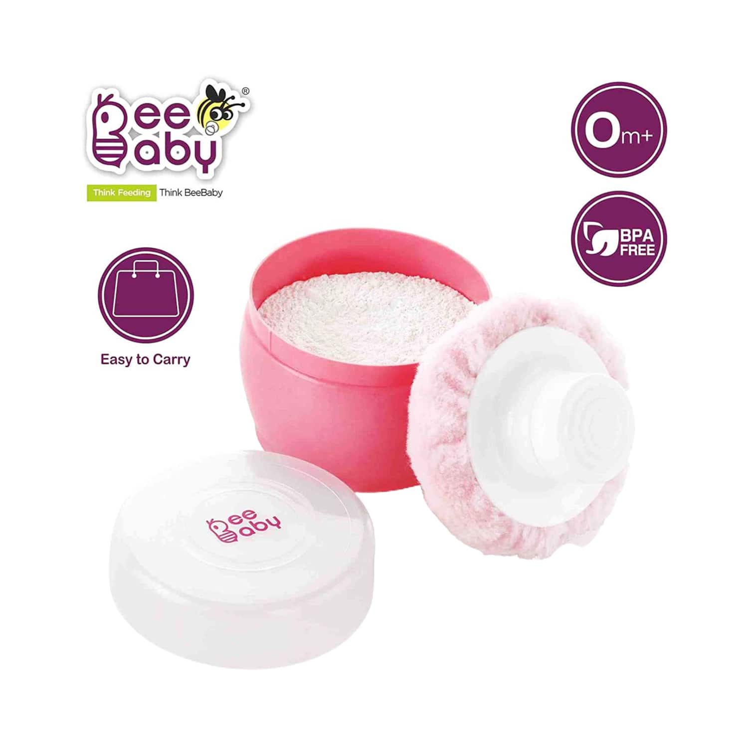 BPA Free Baby Powder Puff Box, Baby Care Face, Makeup Cosmetic Talcum  Powder Container with Hand Holder