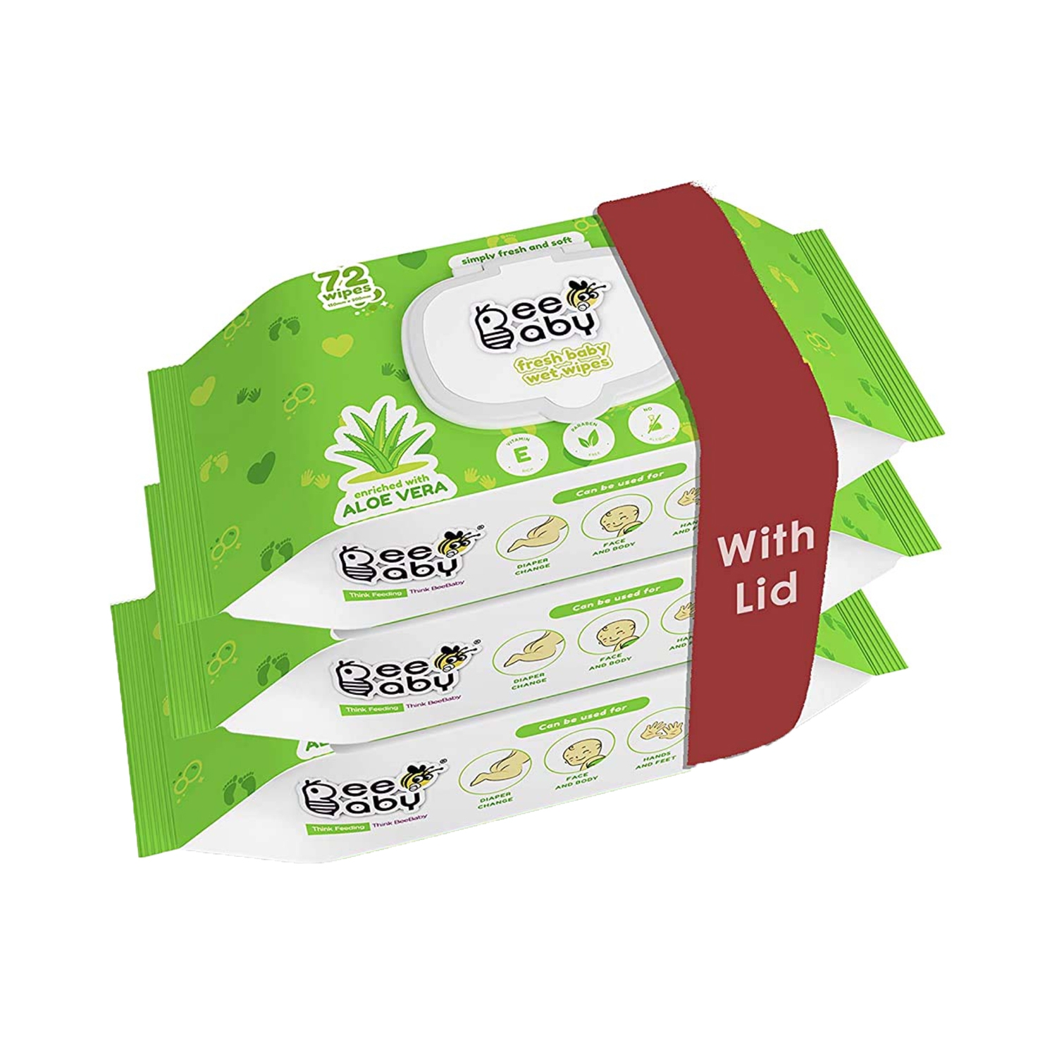 Beebaby | Beebaby Fresh Baby Wet Wipes with Plastic Lid - Pack of 3 (72 Wipes)