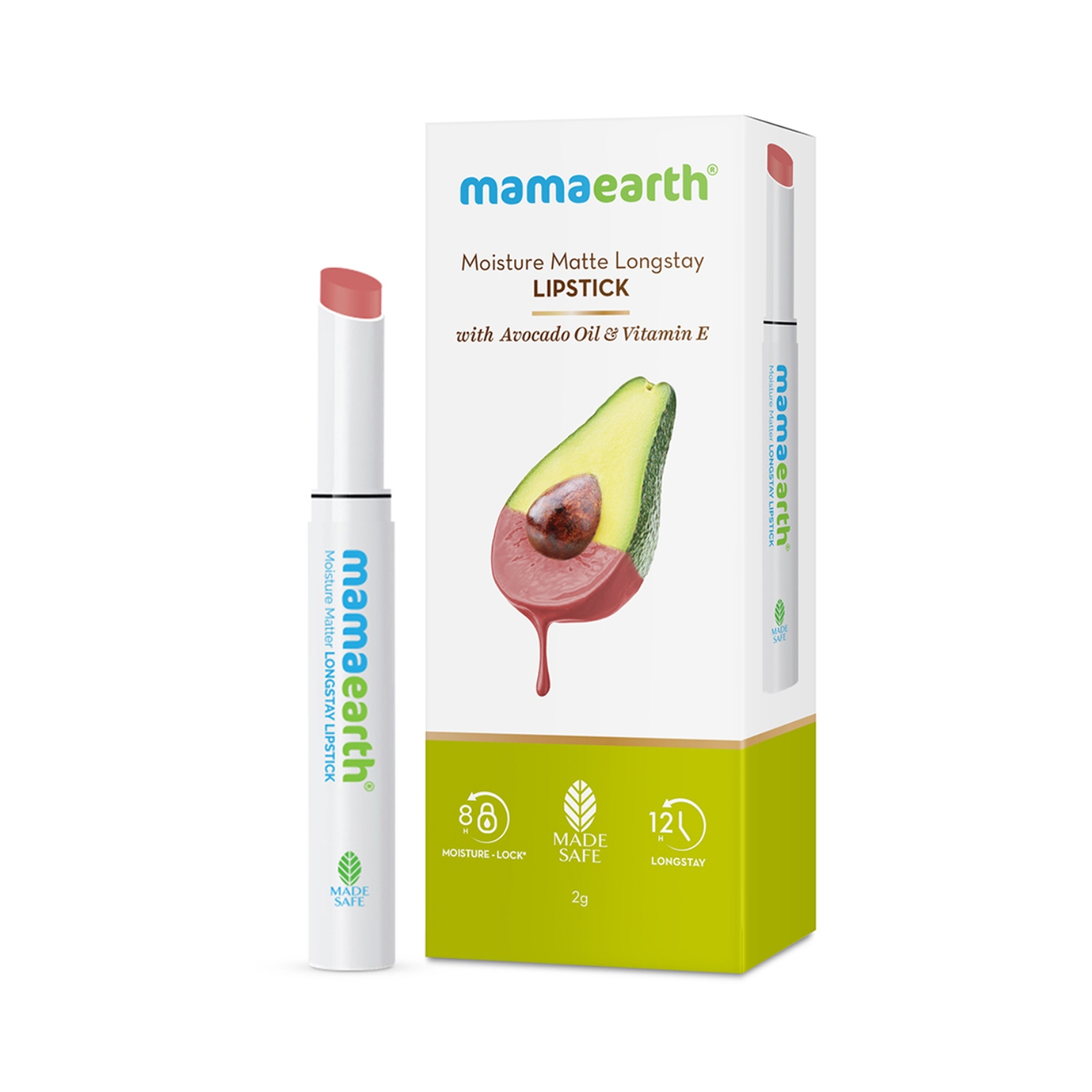 Mamaearth Moisture Matte Longstay Lipstick With Avocado Oil & Vitamin E - 05 Bubblegum Nude (2g)