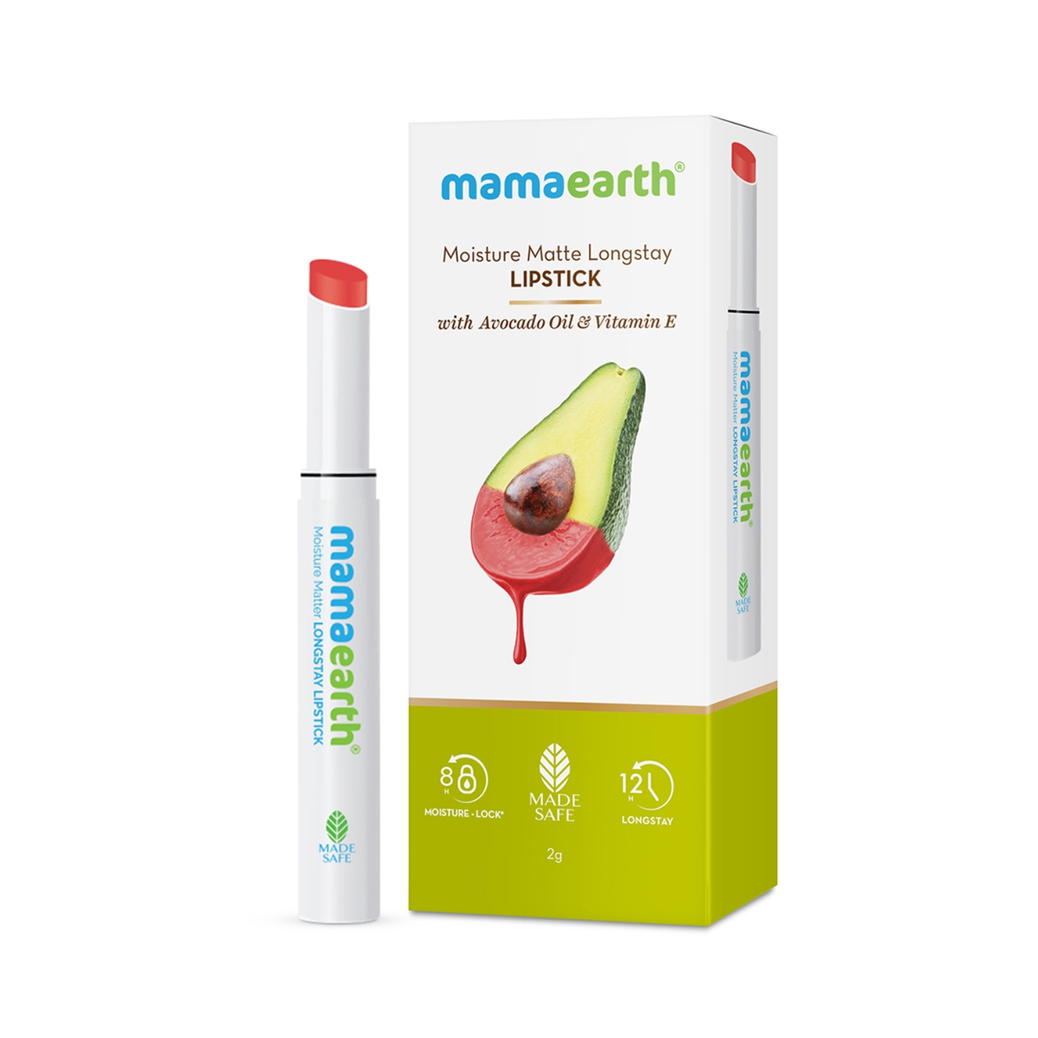 Mamaearth | Mamaearth Moisture Matte Longstay Lipstick With Avocado Oil & Vitamin E - 06 Melon Red (2g)