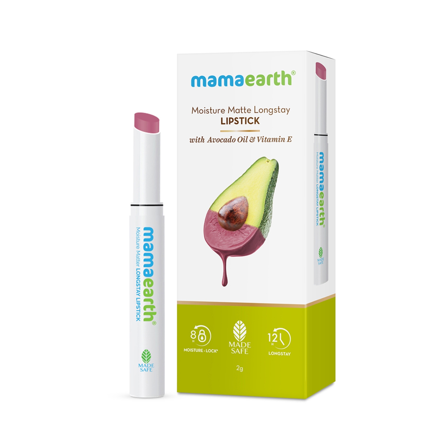 Mamaearth Moisture Matte Longstay Lipstick With Avocado Oil & Vitamin E - 08 Pink Tulip (2g)