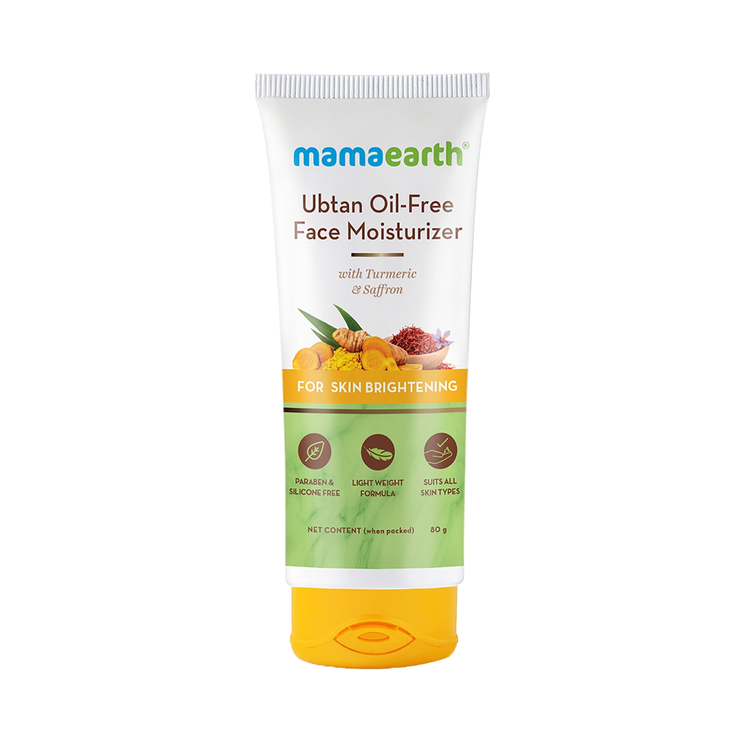 Mamaearth | Mamaearth Ubtan Oil-Free Face Moisturizer With Turmeric & Saffron For Skin Brightening (80g)
