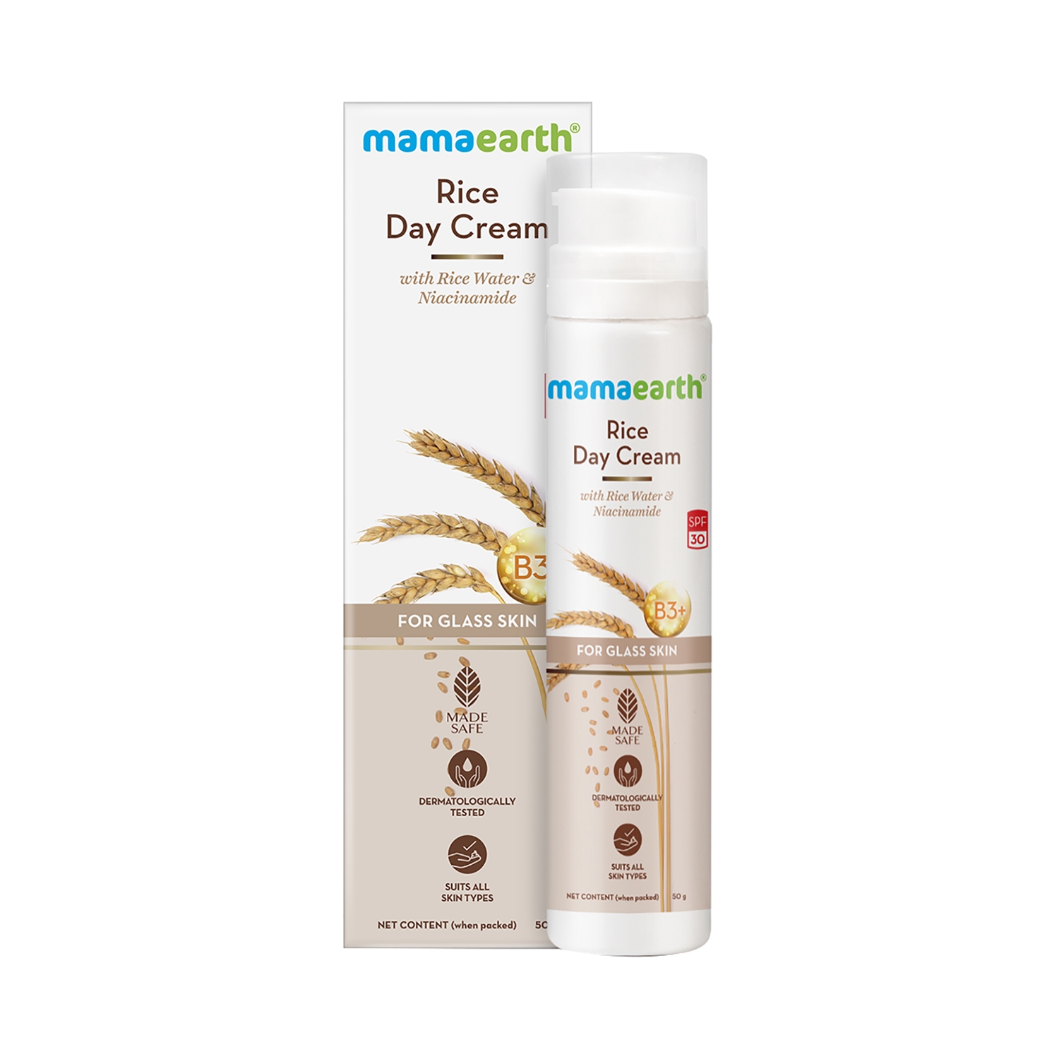 Mamaearth | Mamaearth Rice Day Cream For Daily Use With Rice Water & Niacinamide For Glass Skin (50g)