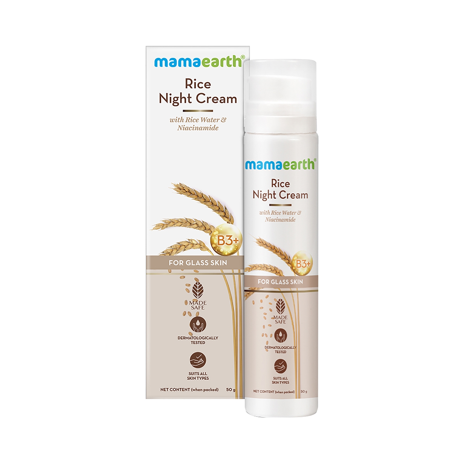 Mamaearth | Mamaearth Rice Night Cream With Rice Water & Niacinamide For Glass Skin (50g)