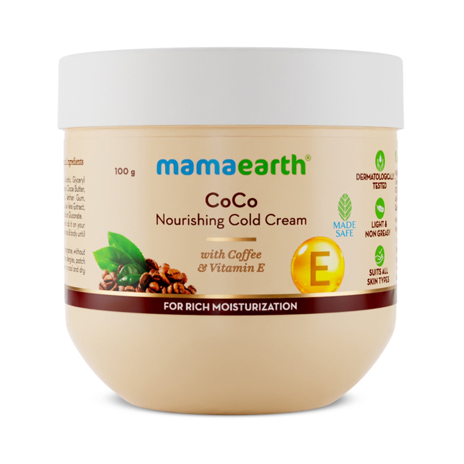 Mamaearth | Mamaearth Coco Nourishing Cold Cream For Dry Skin With Coffee And Vitamin E (100g)