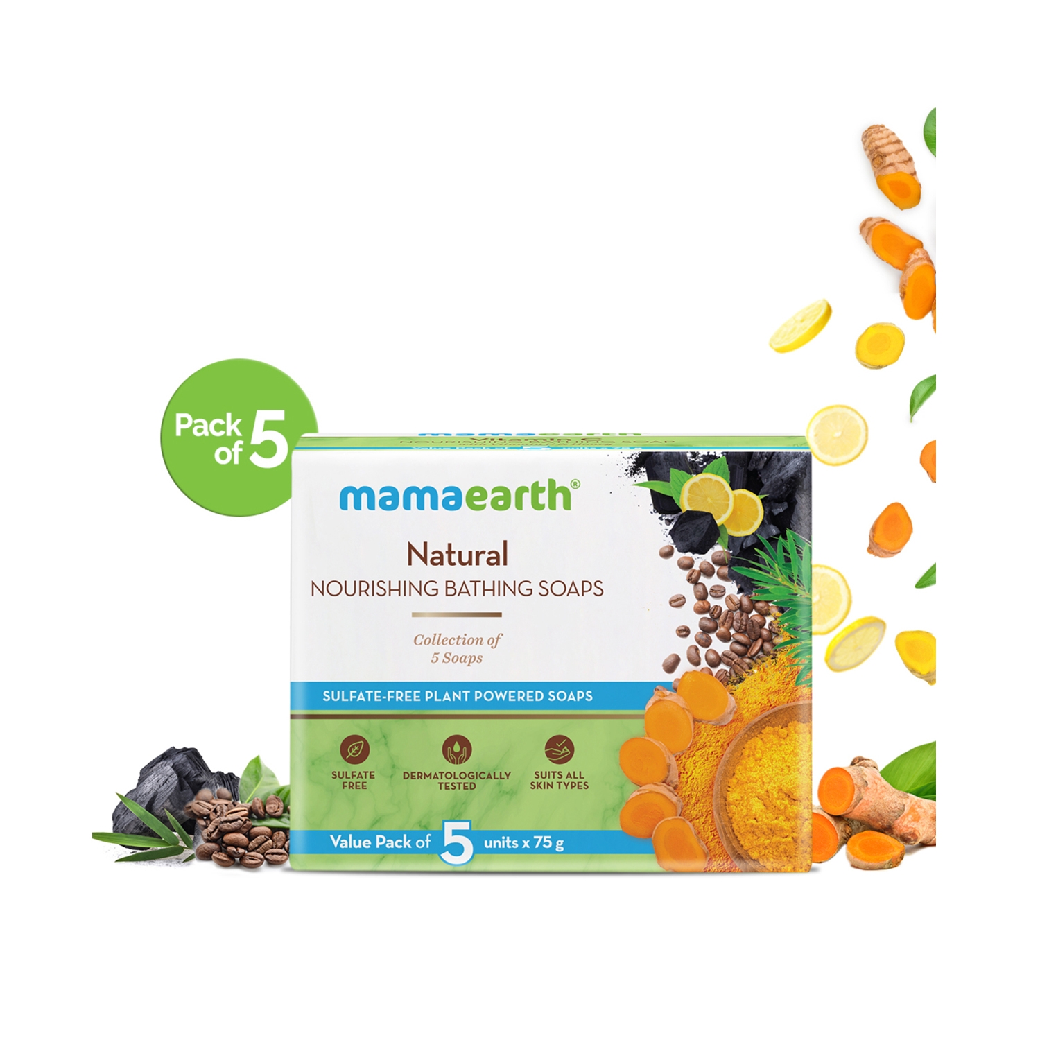 Mamaearth Natural Nourishing Bathing Soaps Set - (5Pcs)