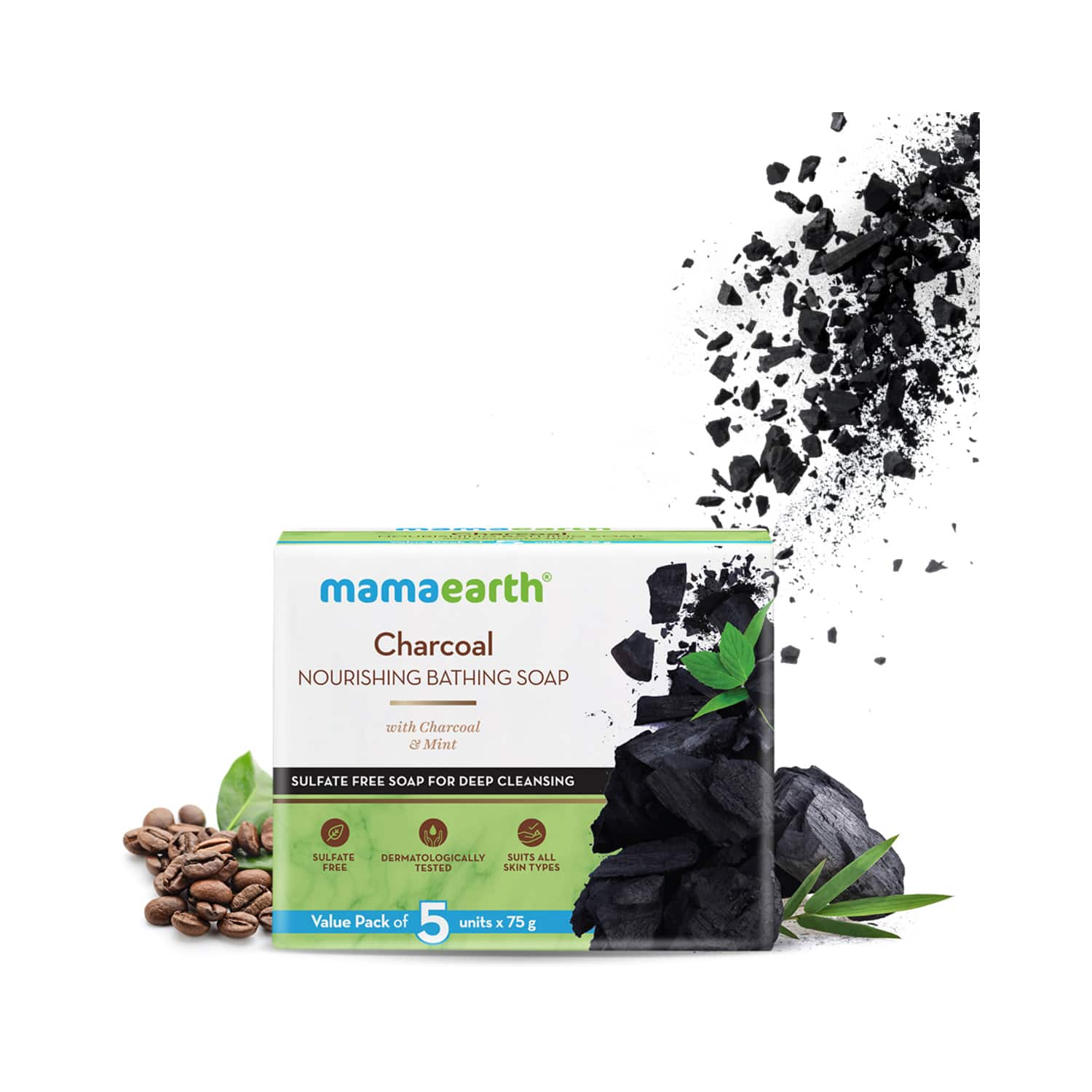 Mamaearth | Mamaearth Charcoal Nourishing Bathing Soap With Charcoal & Mint For Deep Cleansing - (5Pcs)