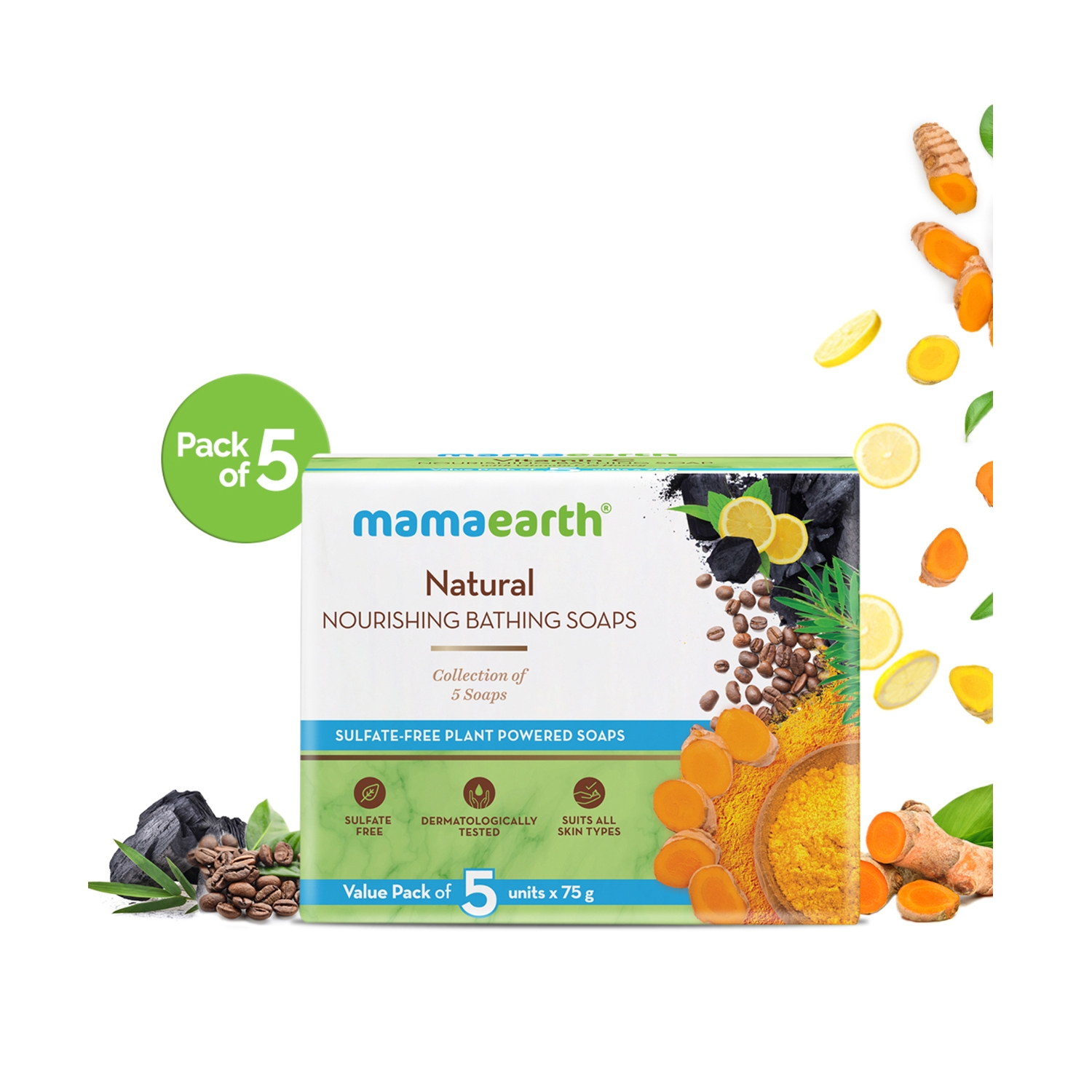 Mamaearth | Mamaearth Natural Nourishing Bathing Soaps Set - (5Pcs)