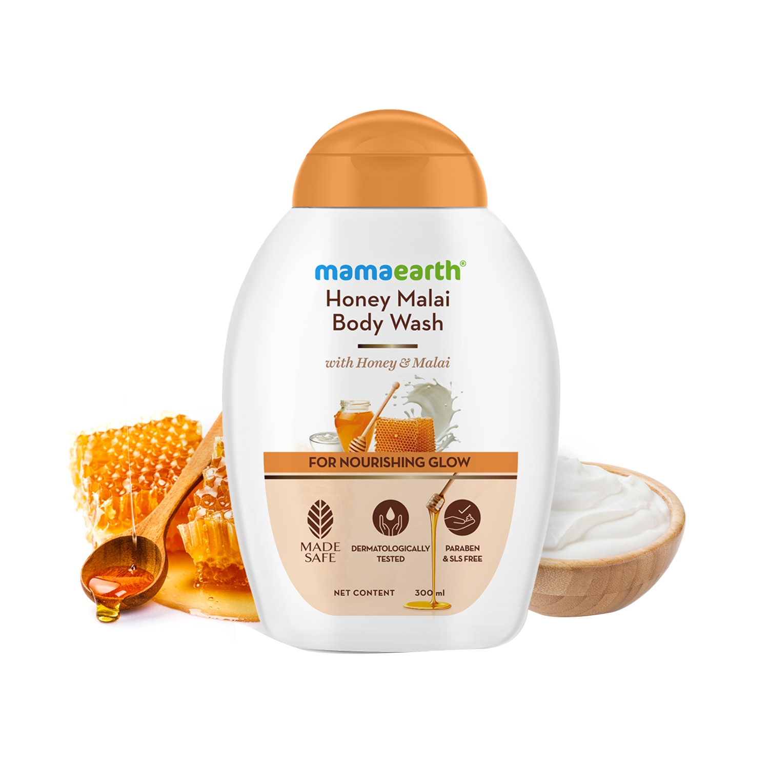 Mamaearth | Mamaearth Honey Malai Body Wash With Honey & Malai For Nourishing Glow (300ml)