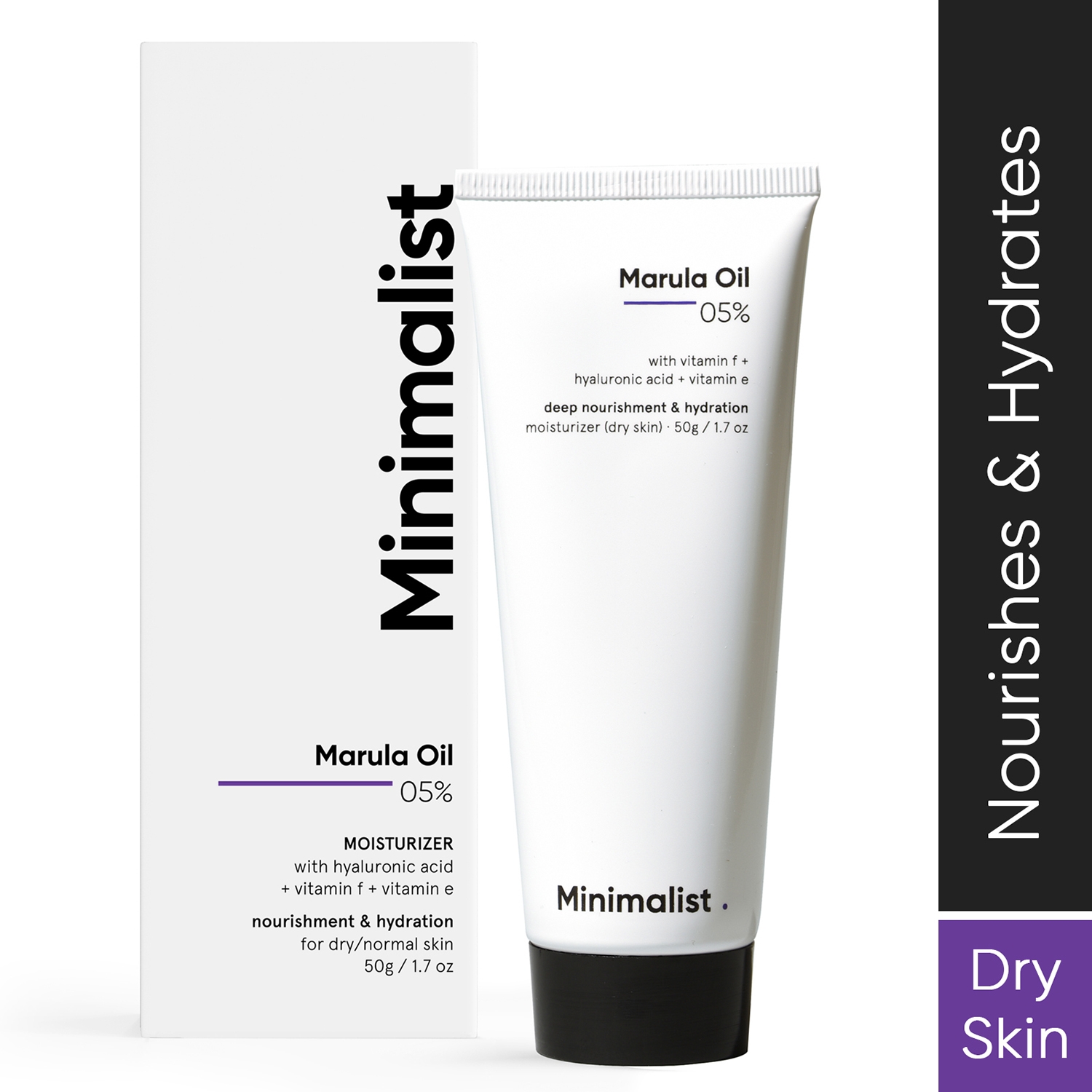 Minimalist 5% Marula Oil Face Moisturizer For Dry Skin Cream Hyaluronic Acid For Nourishment (50g)