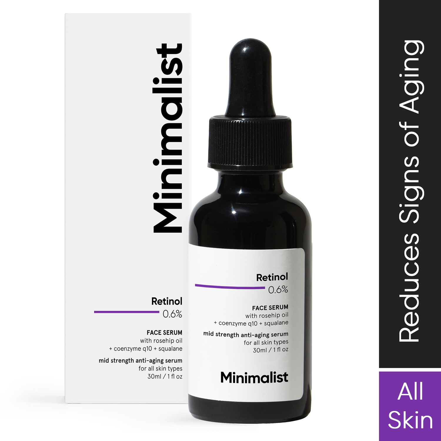 Minimalist 0.6% Retinol Anti Aging Mid-Strength Formula For Fine Lines & Wrinkles (30ml)
