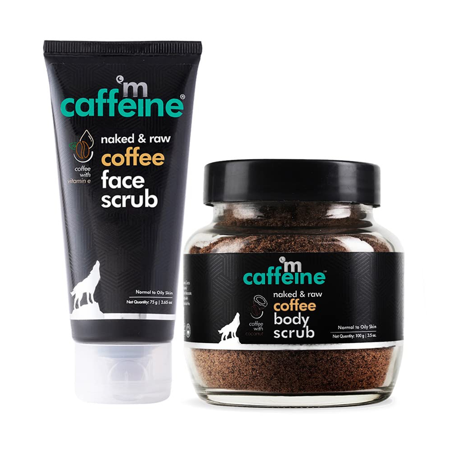 mCaffeine | mCaffeine Exfoliating Coffee Body Scrub & Espresso Face Scrub Combo (2Pcs)