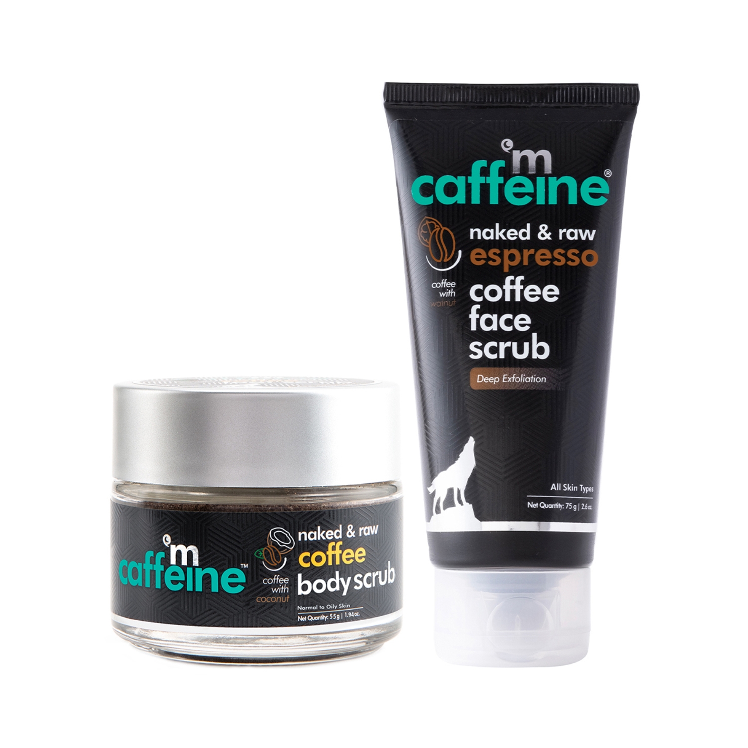 mCaffeine | mCaffeine Exfoliate Coffee Body Scrub & Espresso Face Scrub Combo (2Pcs)