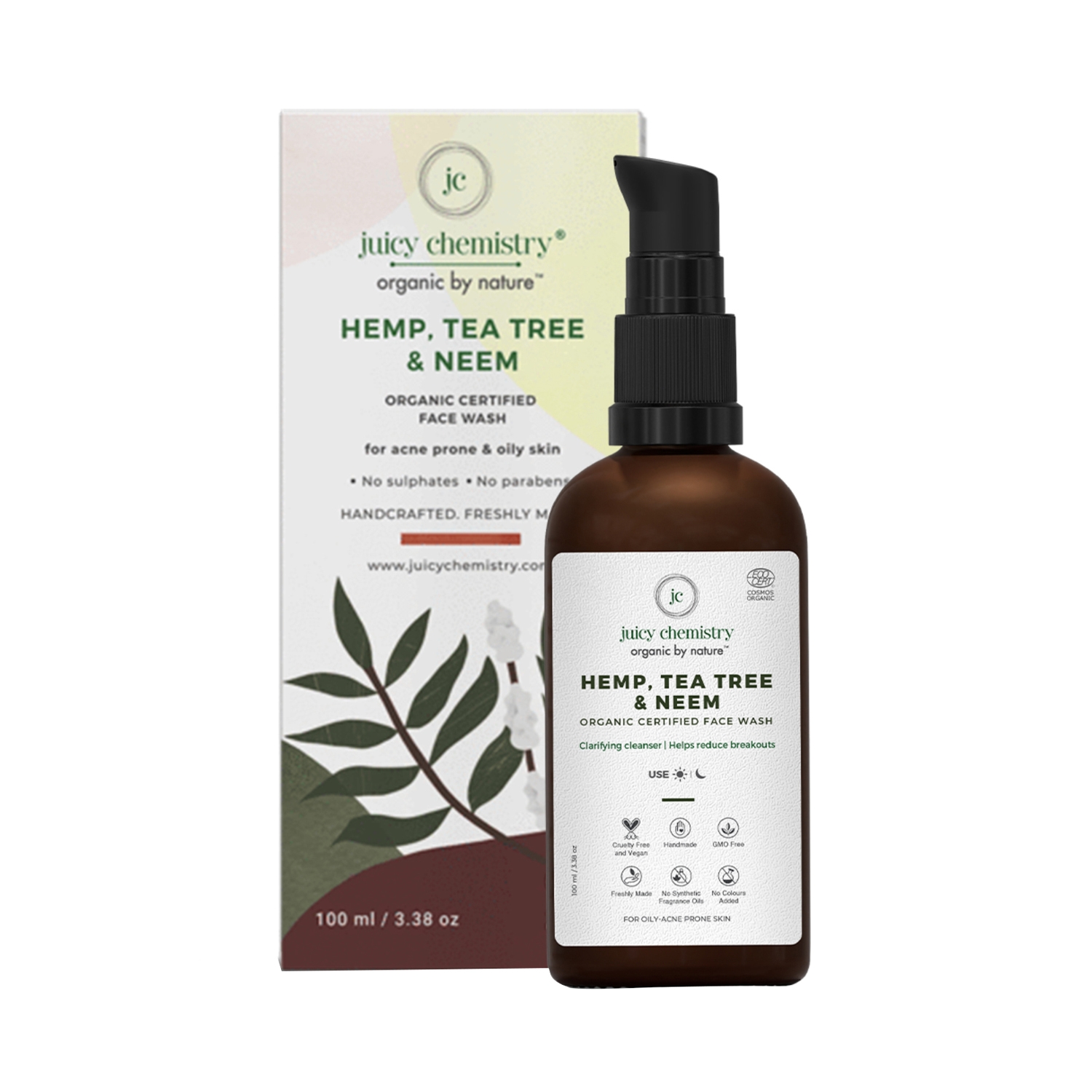 Juicy Chemistry | Juicy Chemistry Hemp Tea Tree & Neem Organic Face Wash (100ml)